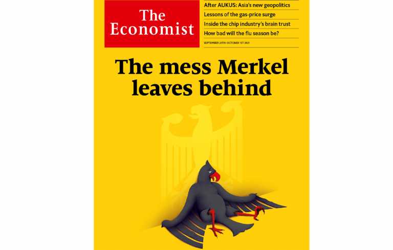 Απίστευτο πρωτοσέλιδο του Economist κατά Μέρκελ: Ο «σκασμένος» αετός και το χάος που αφήνει πίσω της