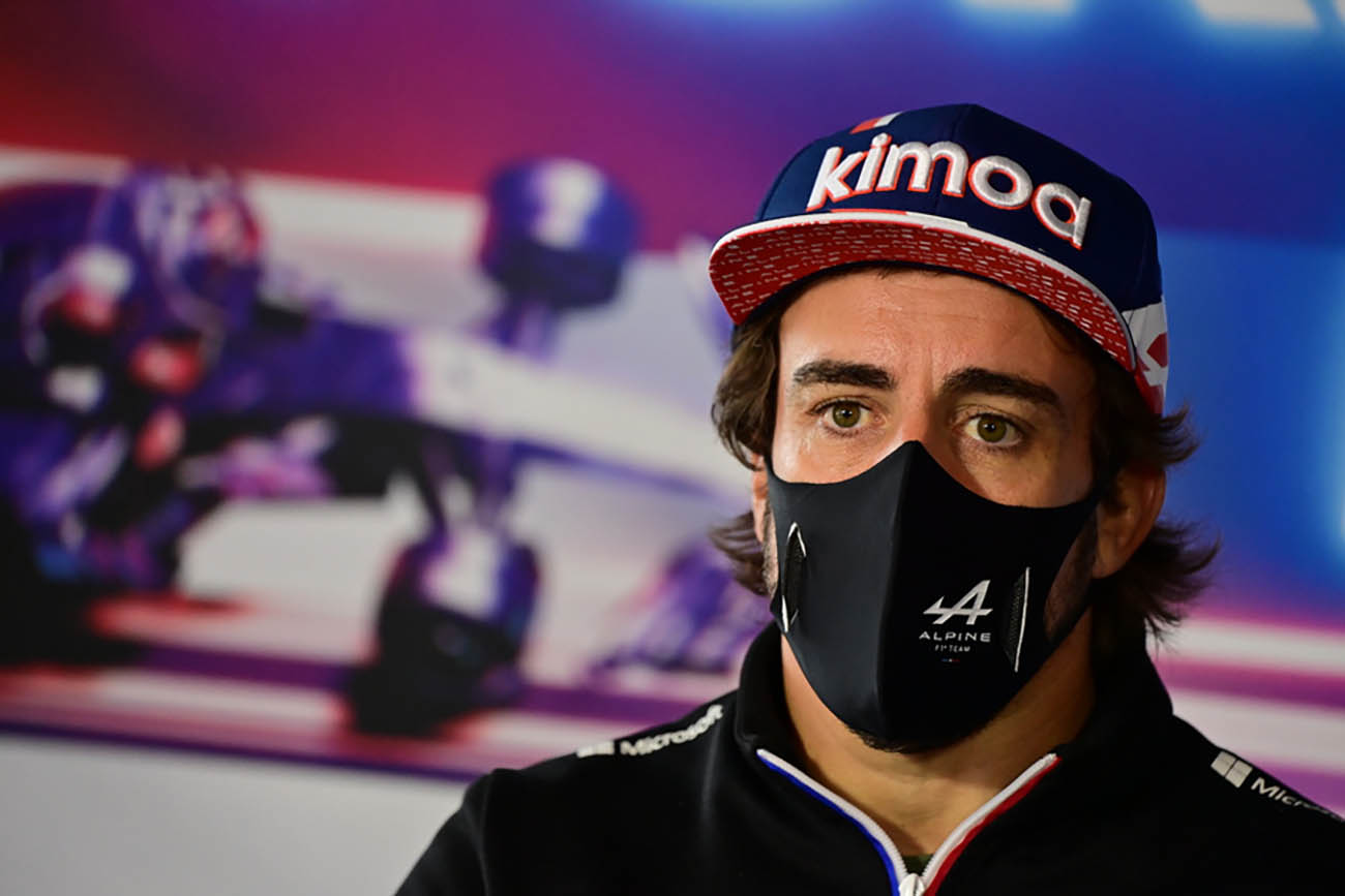 epa09442936 Spanish driver Fernando Alonso of Alpine F1 Team attend a press conference at Circuit Zandvoort, the Netherlands, 02 September 2021. The Formula One Grand Prix of the Netherlands will be held at the Circuit Zandvoort race track on 05 September 2021.  EPA