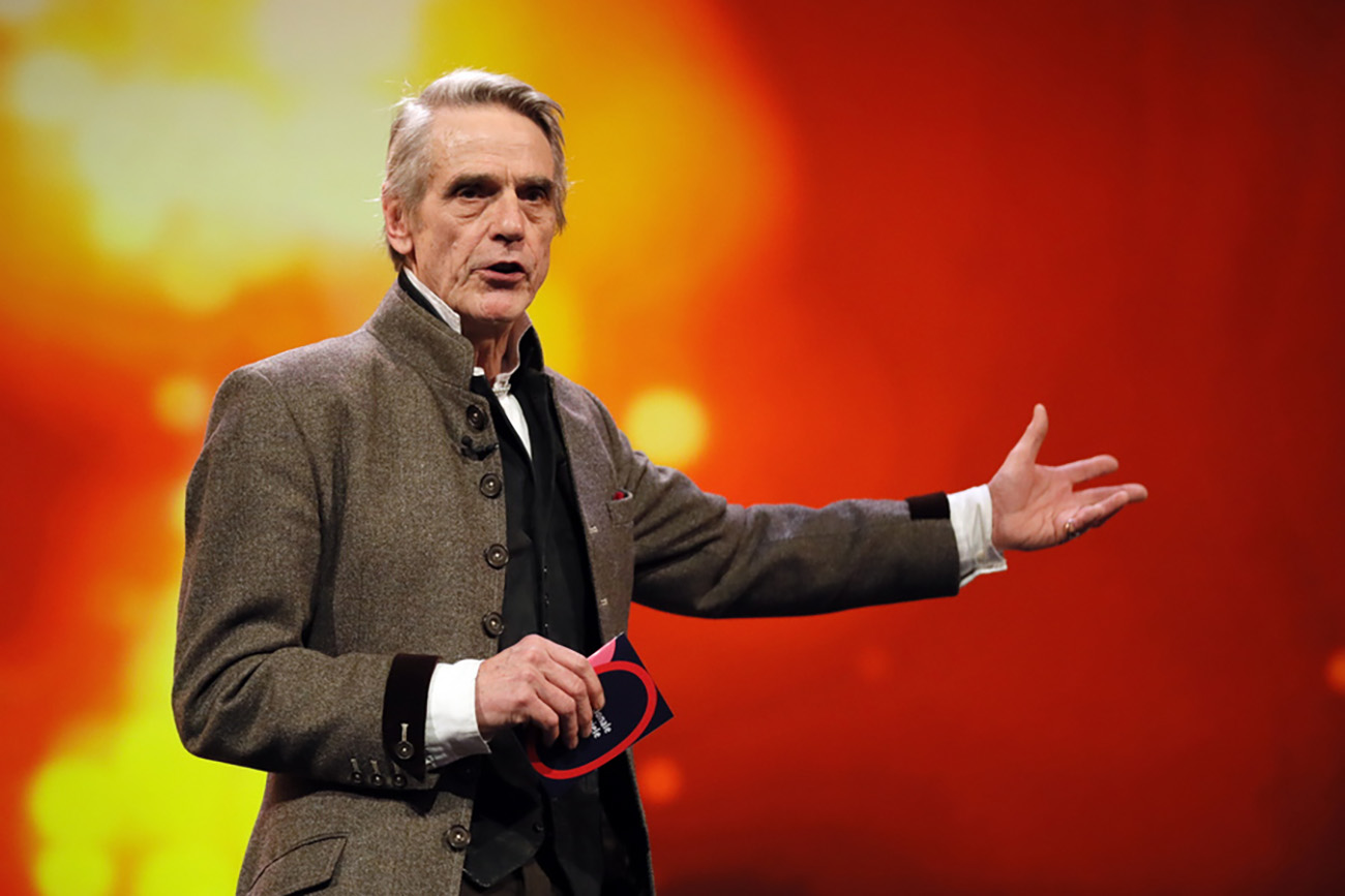 epa08260250 Jury President Jeremy Irons speaks during the Closing and Awards Ceremony of the 70th annual Berlin International Film Festival (Berlinale), in Berlin, Germany, 29 February 2020. The Berlinale runs from 20 February to 01 March 2020.  EPA