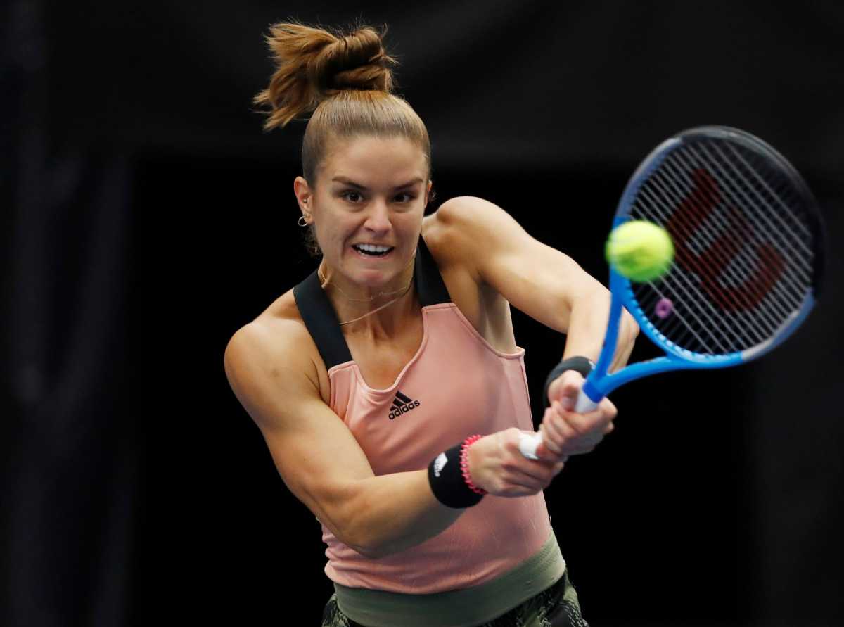 Tennis - WTA 500 - Ostrava Open - CEZ Arena, Ostrava, Czech Republic - September 25, 2021  Greece's Maria Sakkari in action during her semi final match against Poland's Iga Swiatek REUTERS