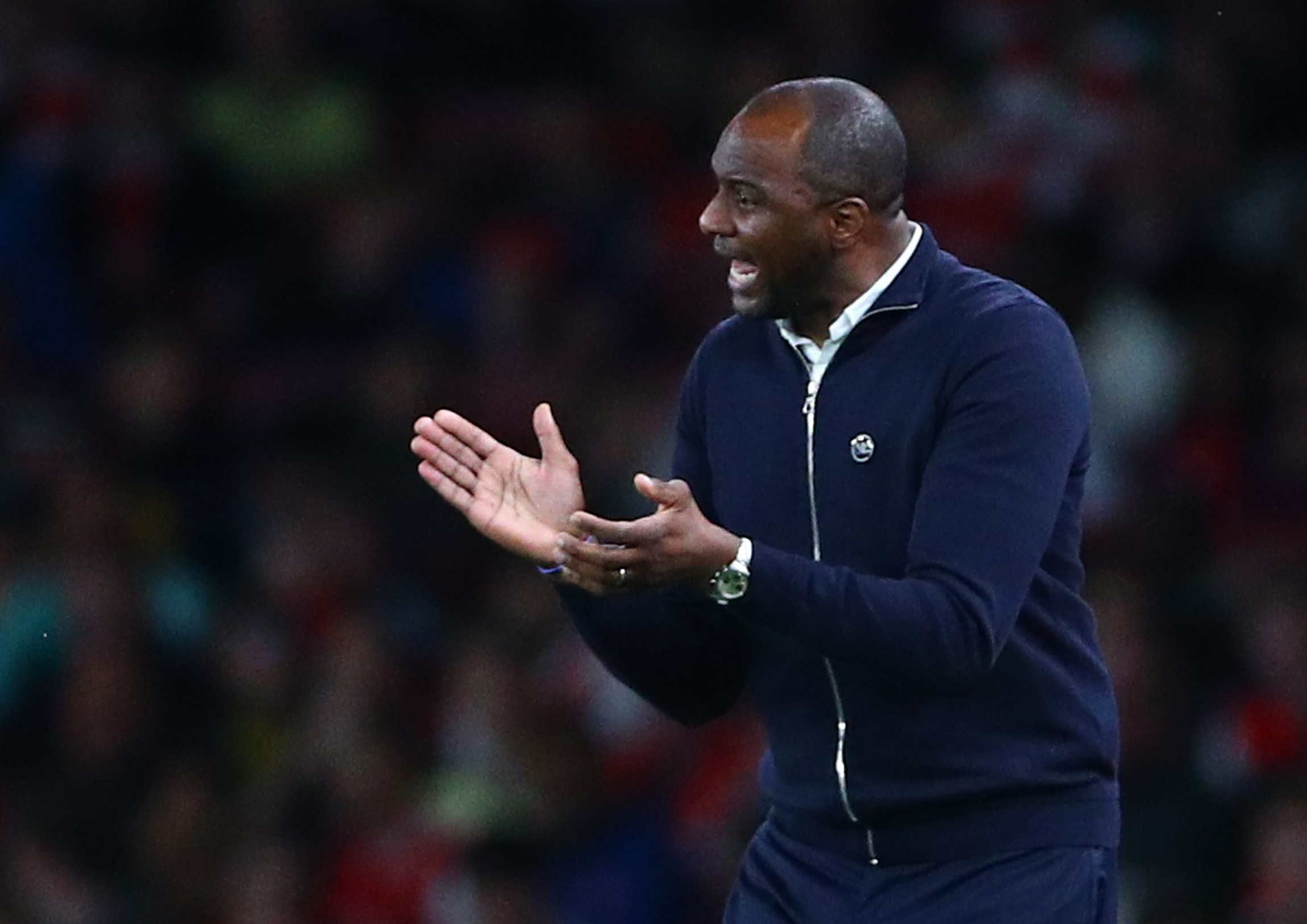 Soccer Football - Premier League - Arsenal v Crystal Palace - Emirates Stadium, London, Britain - October 18, 2021 Crystal Palace manager Patrick Vieira reacts REUTERS