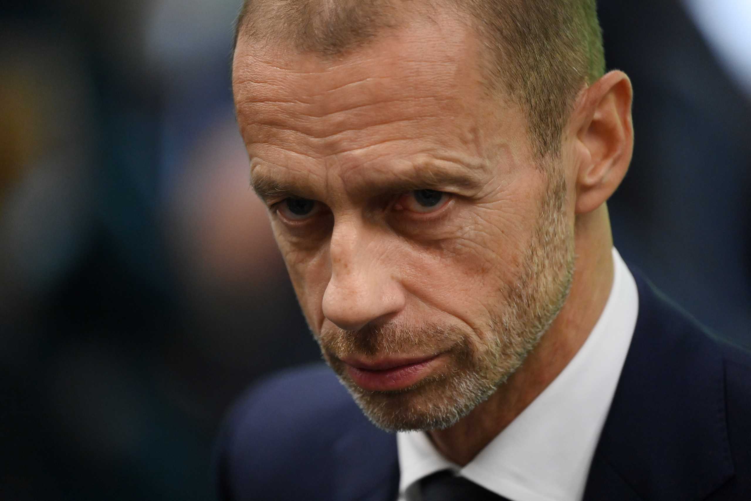 Soccer Football - UEFA Nations League - Semi Final - Italy v Spain - San Siro, Milan, Italy - October 6, 2021 UEFA president Aleksander Ceferin Pool via REUTERS