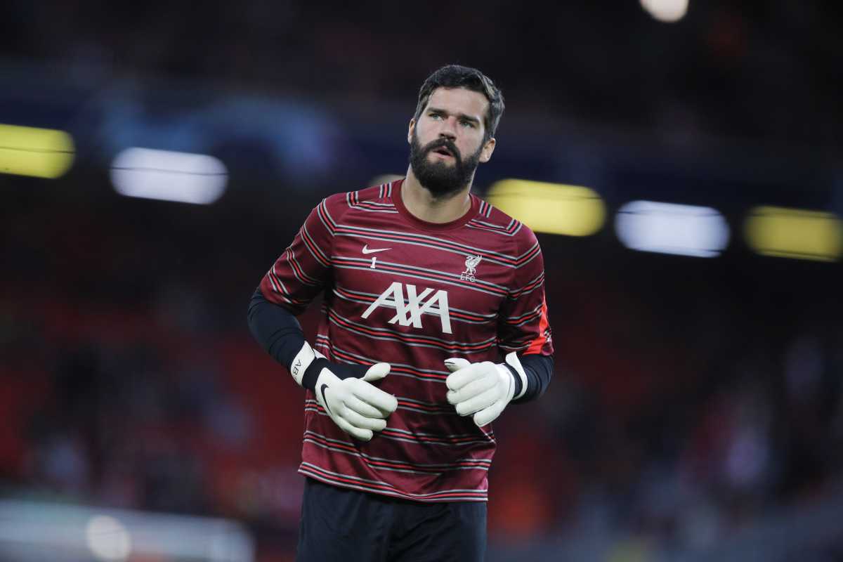 Soccer Football - Champions League - Group B - Liverpool v AC Milan - Anfield, Liverpool, Britain - September 15, 2021 Liverpool's Alisson during the warm up before the match REUTERS