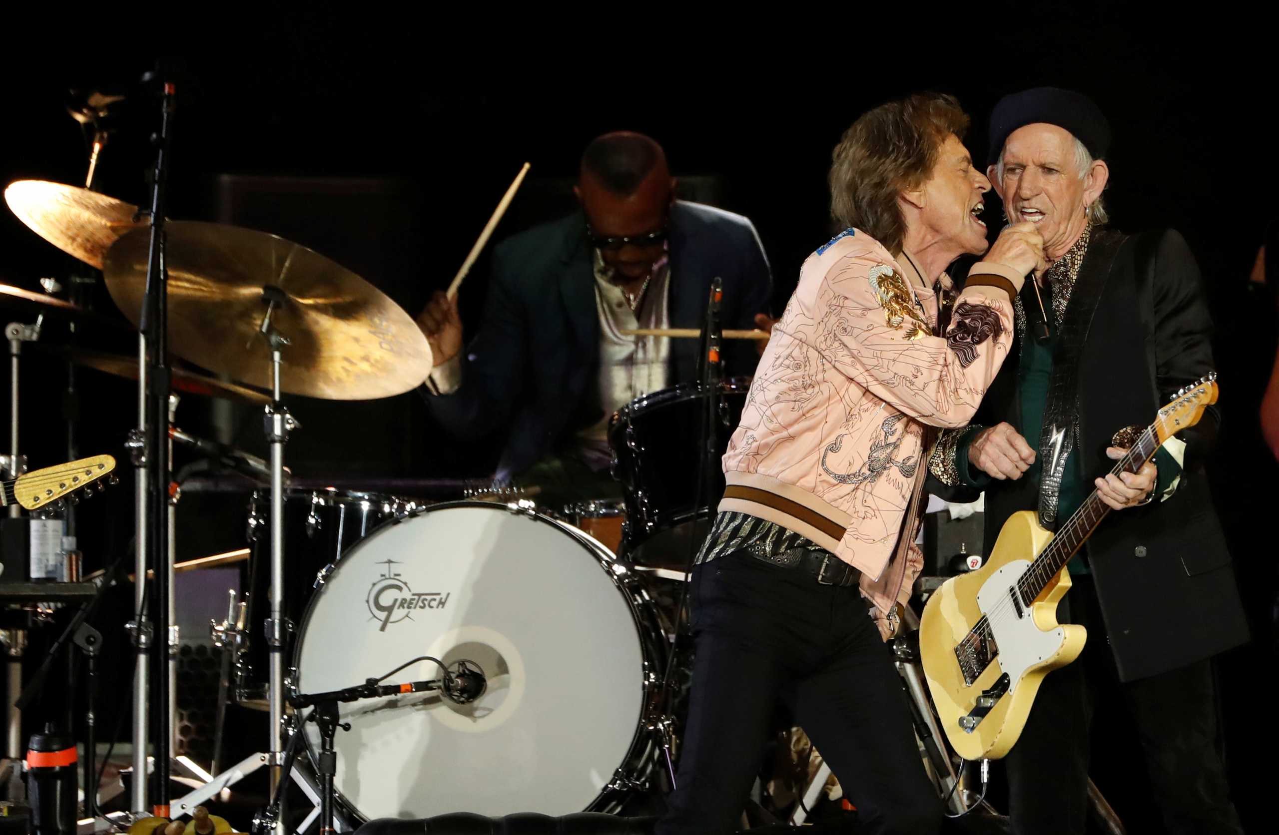 Mick Jagger, Keith Richards and Steve Jordan of The Rolling Stones perform during the No Filter Tour at SoFi Stadium in Inglewood, California, U.S., October 14, 2021.  REUTERS