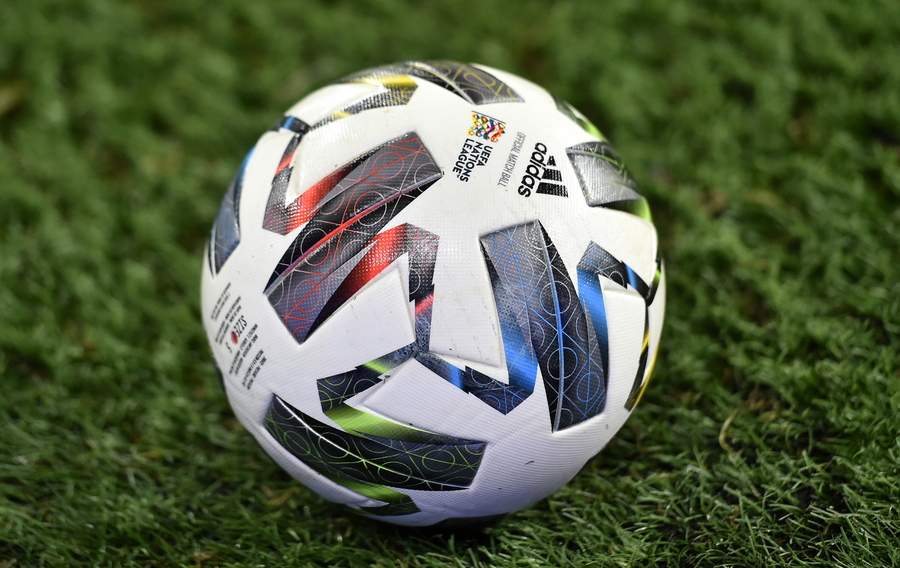 epa08828443 The matchball for the UEFA Nations League match between Wales and Finland in Cardiff, Britain, 18 November 2020.  EPA