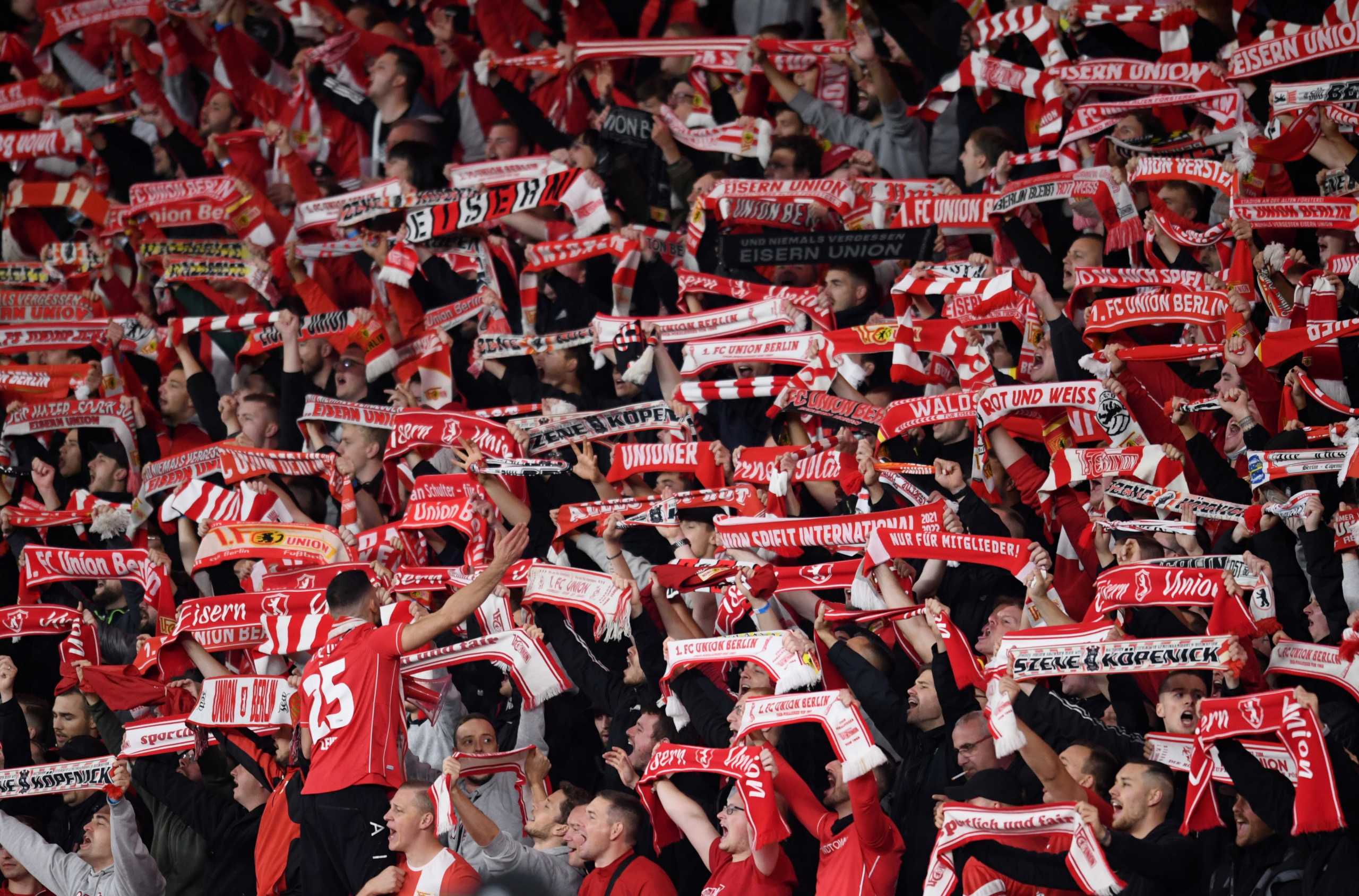 Soccer Football - Europa Conference League - Group E - 1. FC Union Berlin v Maccabi Haifa - Olympiastadion, Berlin, Germany - September 30, 2021 1. FC Union Berlin fans inside the stadium REUTERS