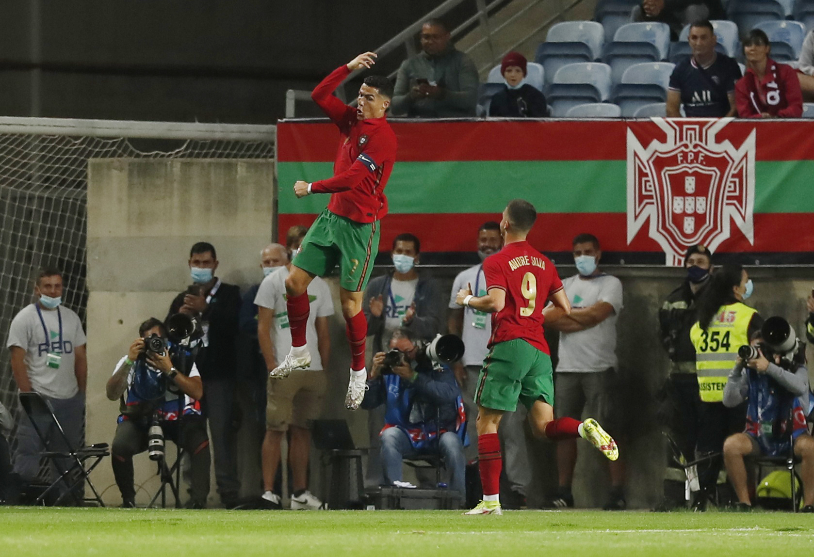 Soccer Football - International Friendly - Portugal v Qatar - Estadio Algarve, Almancil, Portugal - October 9, 2021 Portugal's Cristiano Ronaldo celebrates scoring their first goal REUTERS