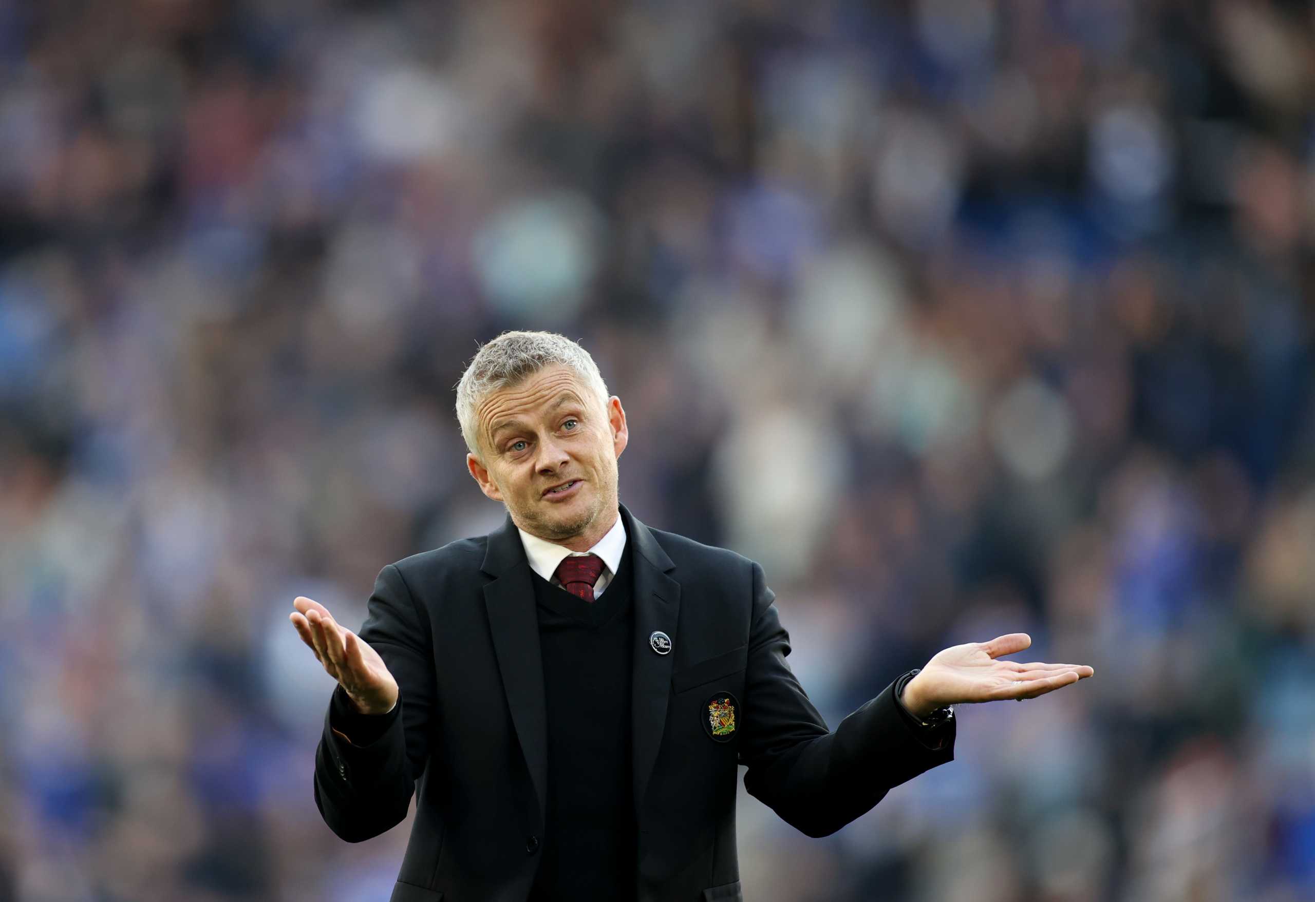 Soccer Football - Premier League - Leicester City v Manchester United - King Power Stadium, Leicester, Britain - October 16, 2021  Manchester United manager Ole Gunnar Solskjaer looks dejected after the match Action Images via Reuters