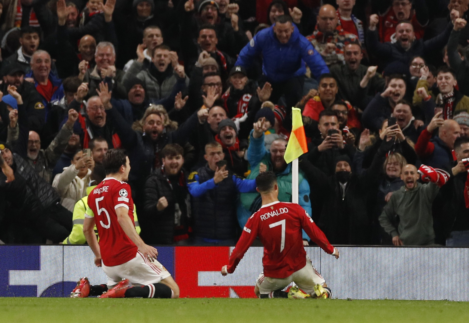 Soccer Football - Champions League - Group F - Manchester United v Atalanta - Old Trafford, Manchester, Britain - October 20, 2021 Manchester United's Cristiano Ronaldo celebrates scoring their third goal REUTERS