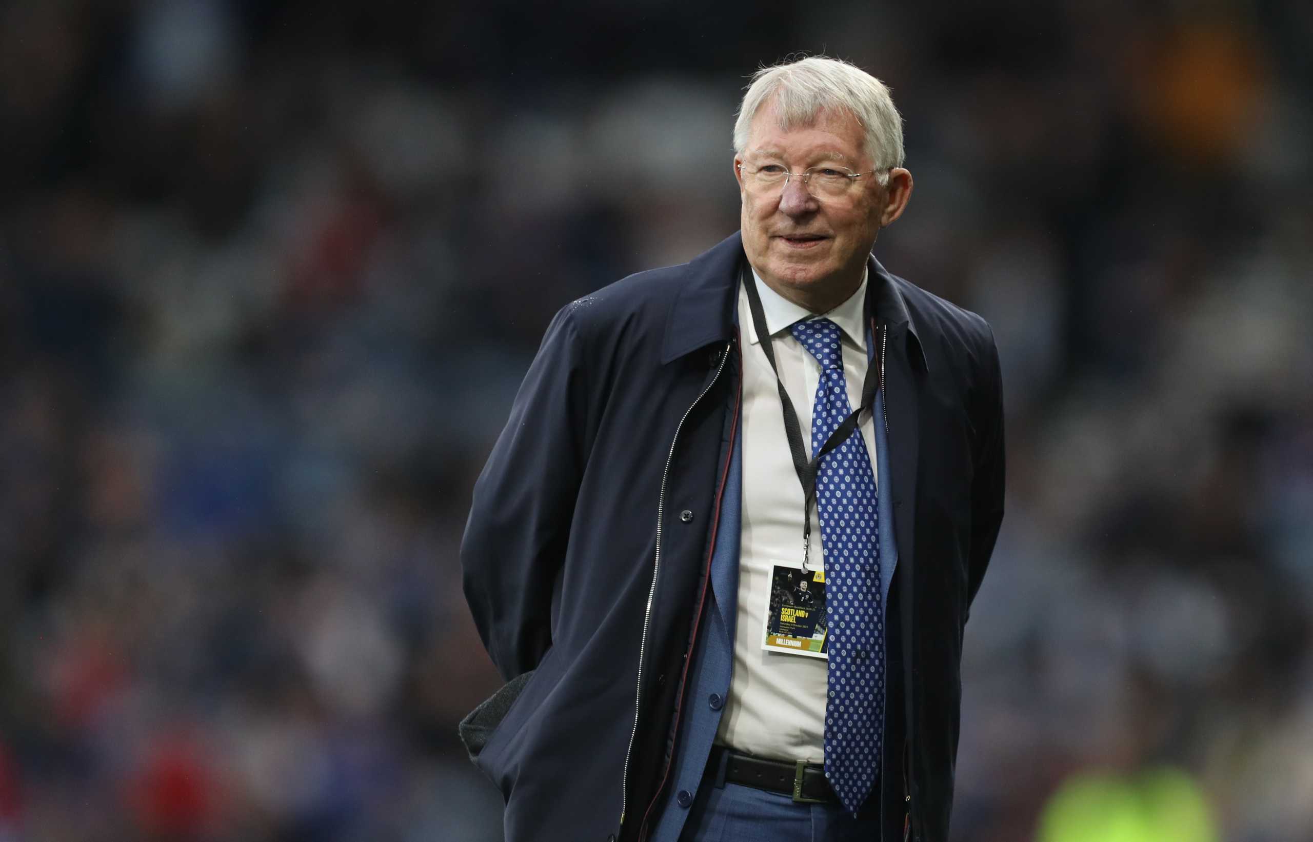 Soccer Football - World Cup - UEFA Qualifiers - Group F - Scotland v Israel - Hampden Park, Glasgow, Scotland, Britain - October 9, 2021   Former Manchester United manager Sir Alex Ferguson is recognised with international caps during a half-time presentation REUTERS