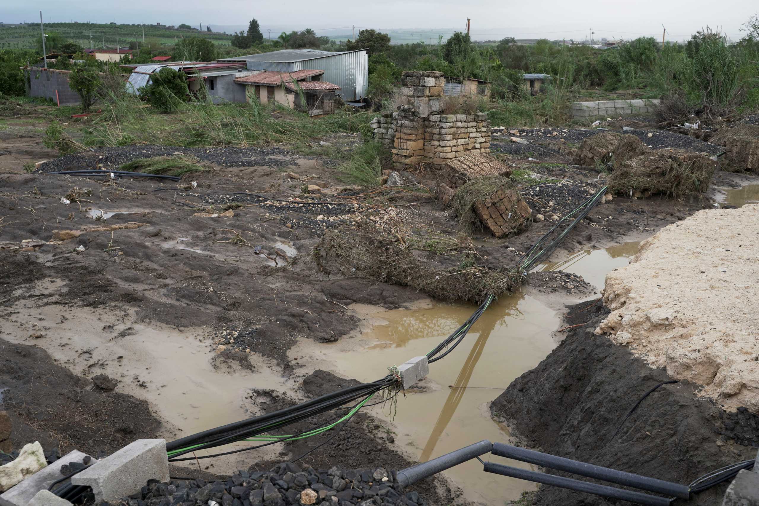 Debris is seen after heavy rain caused flooding in Scordia, near Catania, Italy, October 25, 2021. REUTERS