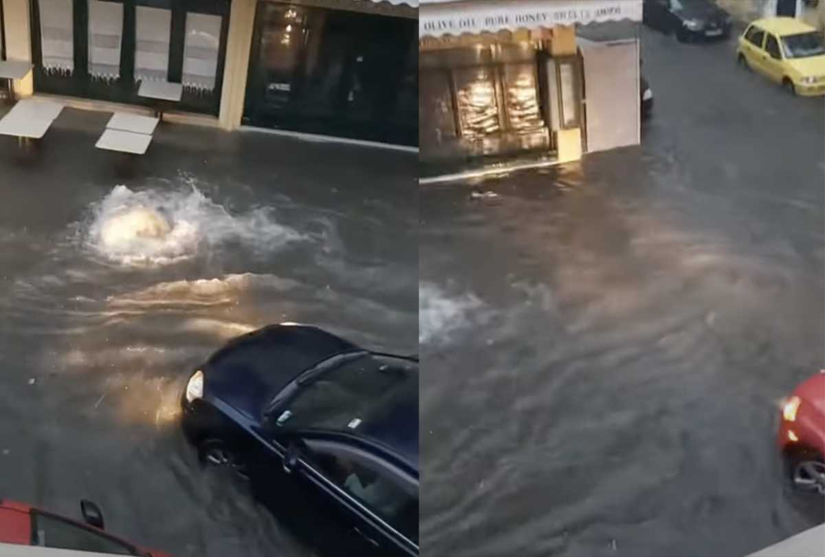 Κακοκαιρία «Αθηνά» – Κέρκυρα: Πλημμύρισαν δρόμοι από τη σφοδρή καταιγίδα