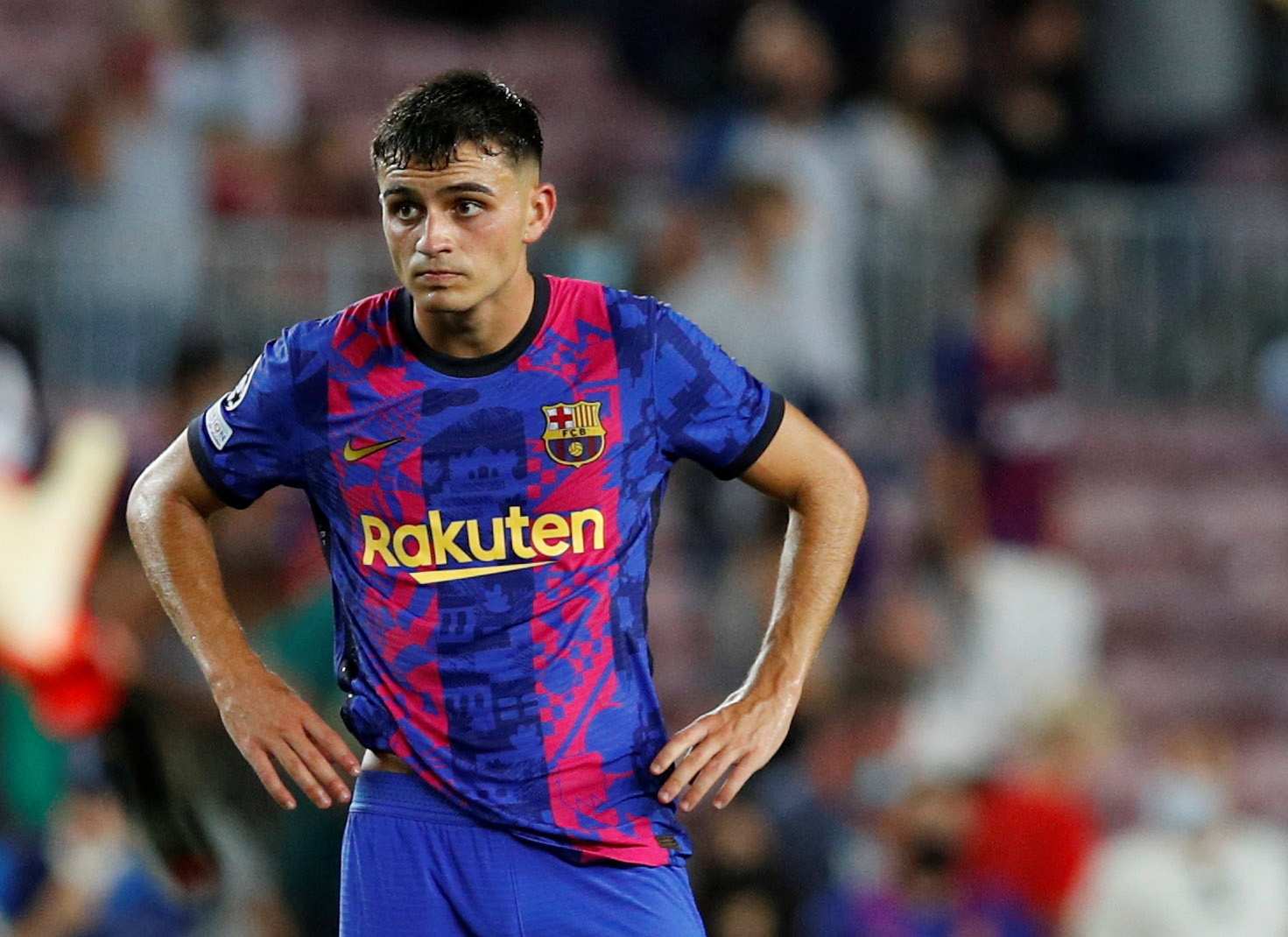 FILE PHOTO: Soccer Football - Champions League - Group E - FC Barcelona vs Bayern Munich - Camp Nou, Barcelona, Spain - September 14, 2021 FC Barcelona's Pedri look dejected after the match REUTERS