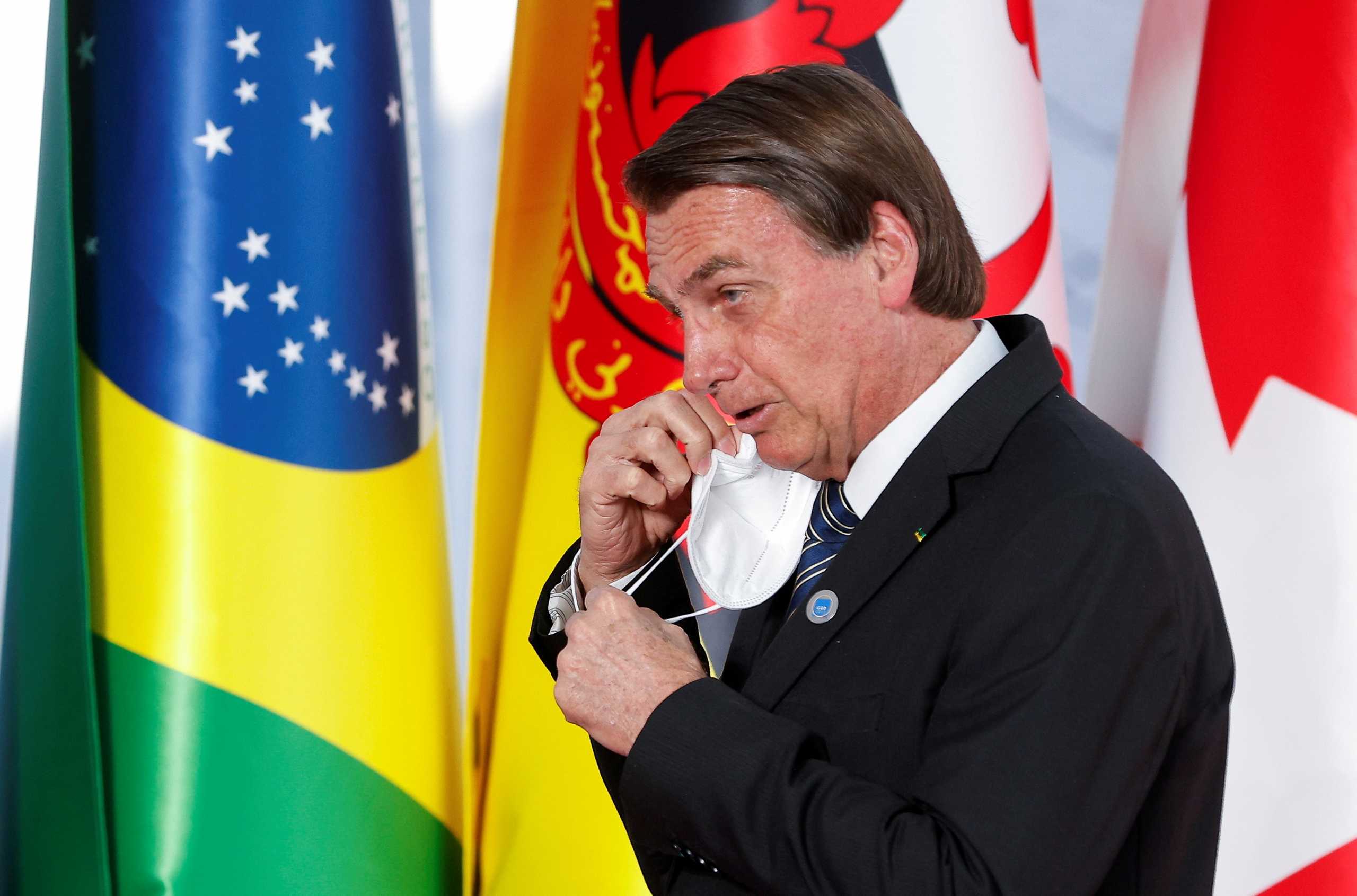 FILE PHOTO: Brazil's President Jair Bolsonaro arrives for the G20 leaders summit in Rome, Italy October 30, 2021. REUTERS