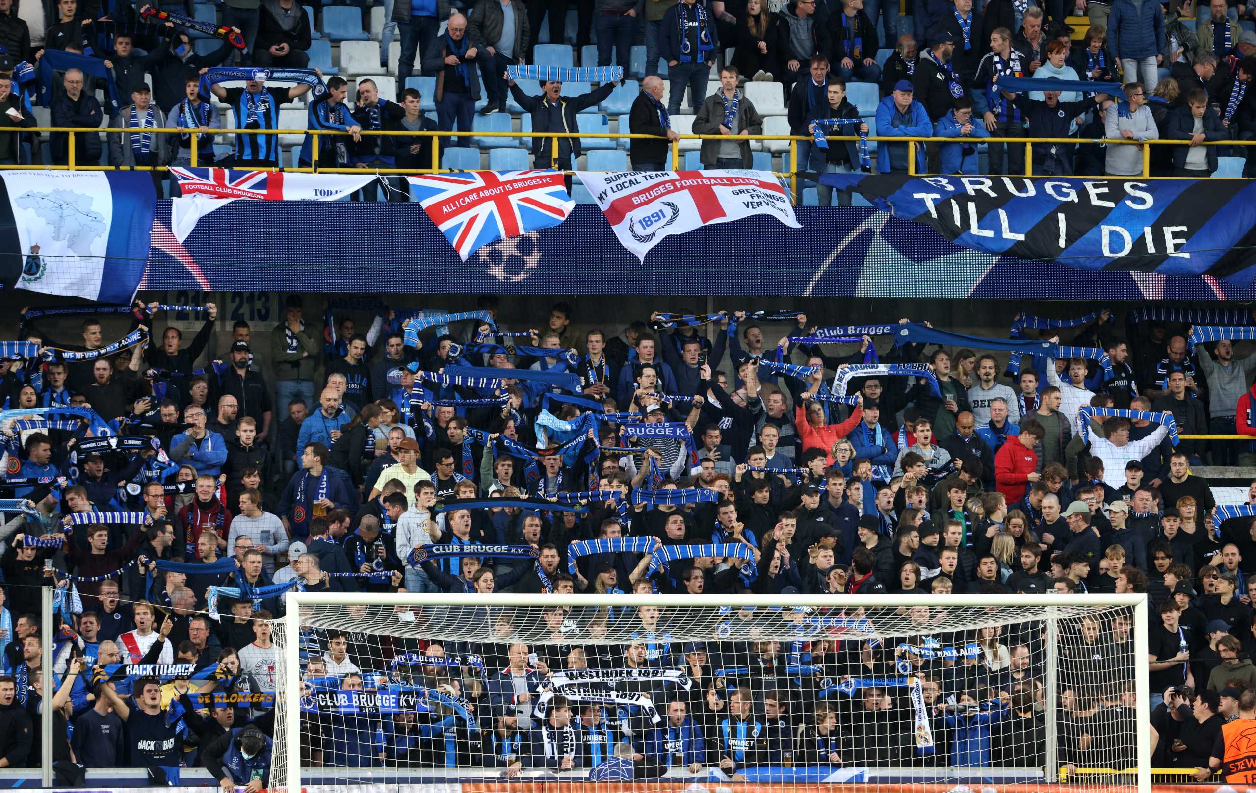 Soccer Football - Champions League - Group A - Club Brugge v Manchester City - Jan Breydel Stadium, Bruges, Belgium - October 19, 2021 Club Brugge fans inside the stadium before the match REUTERS