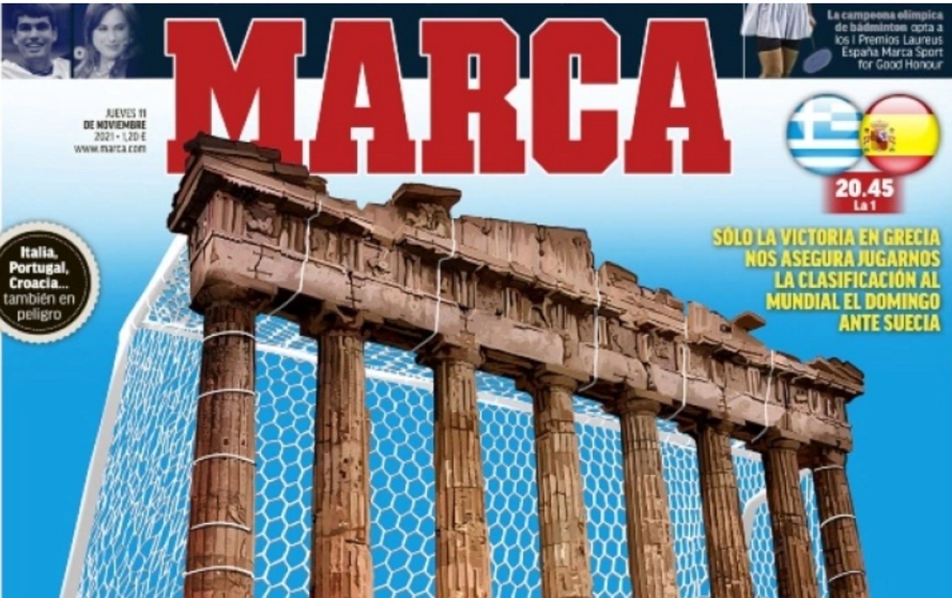 Προκριματικά Μουντιάλ 2022, Ελλάδα – Ισπανία: Η Marca έβαλε στον Παρθενώνα ποδοσφαιρικά δίχτυα