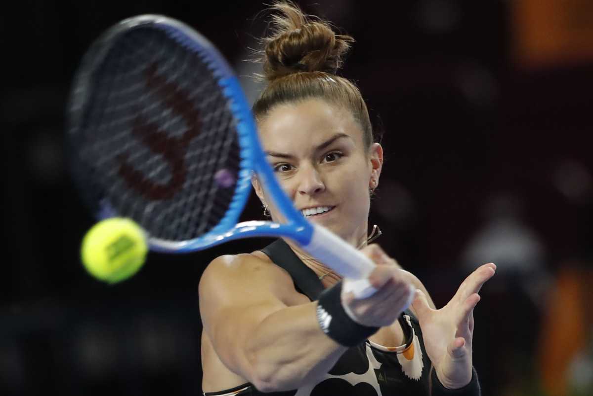 Tennis - WTA Premier  - VTB Kremlin Cup - Luzhniki Olympic Complex, Moscow, Russia - October 23, 2021 Greece's Maria Sakkari in action during her semi final match against Russia's Ekaterina Alexandrova REUTERS