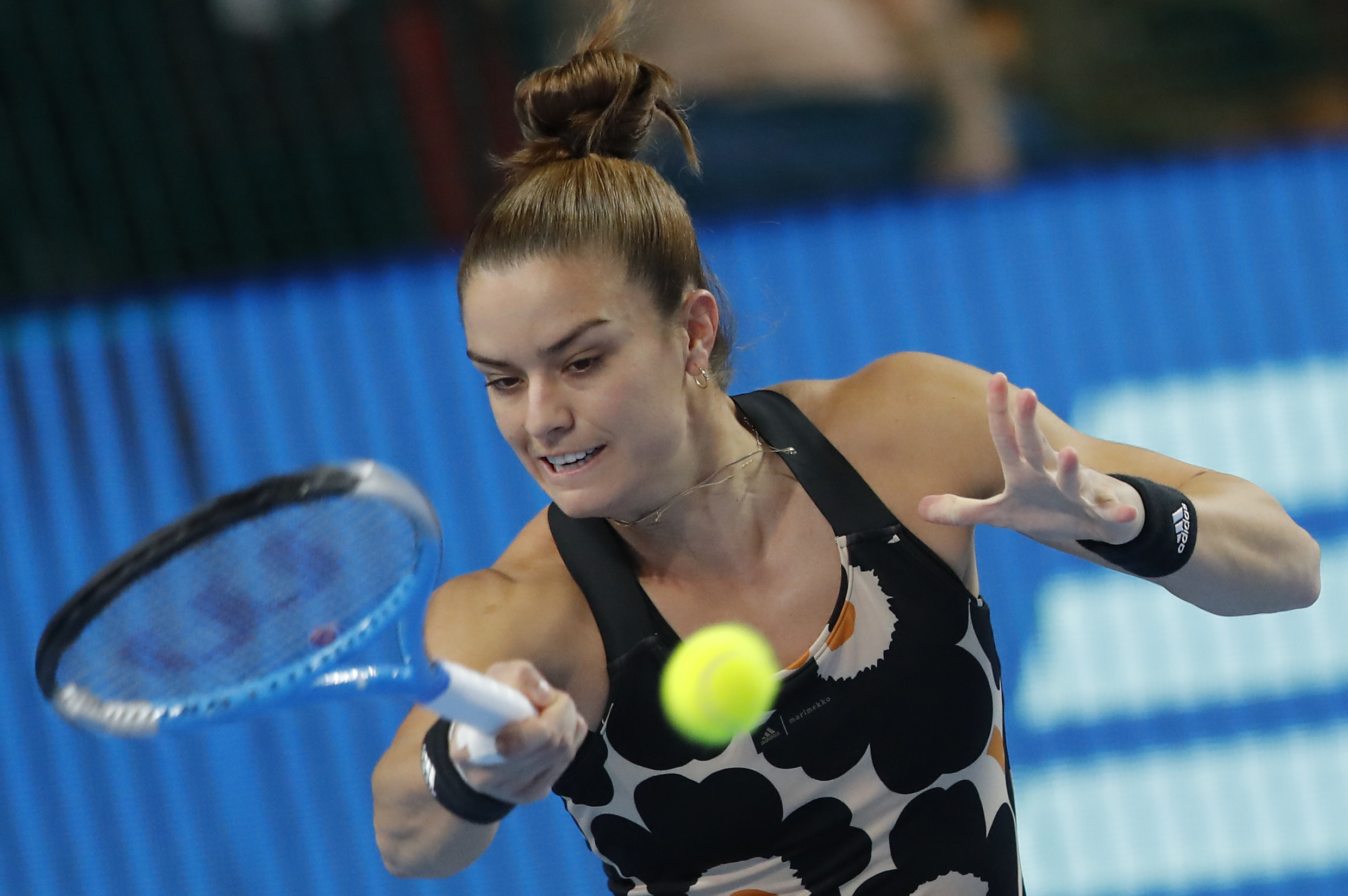 Tennis - WTA Premier  - VTB Kremlin Cup - Luzhniki Olympic Complex, Moscow, Russia - October 23, 2021 Greece's Maria Sakkari in action during her semi final match against Russia's Ekaterina Alexandrova REUTERS