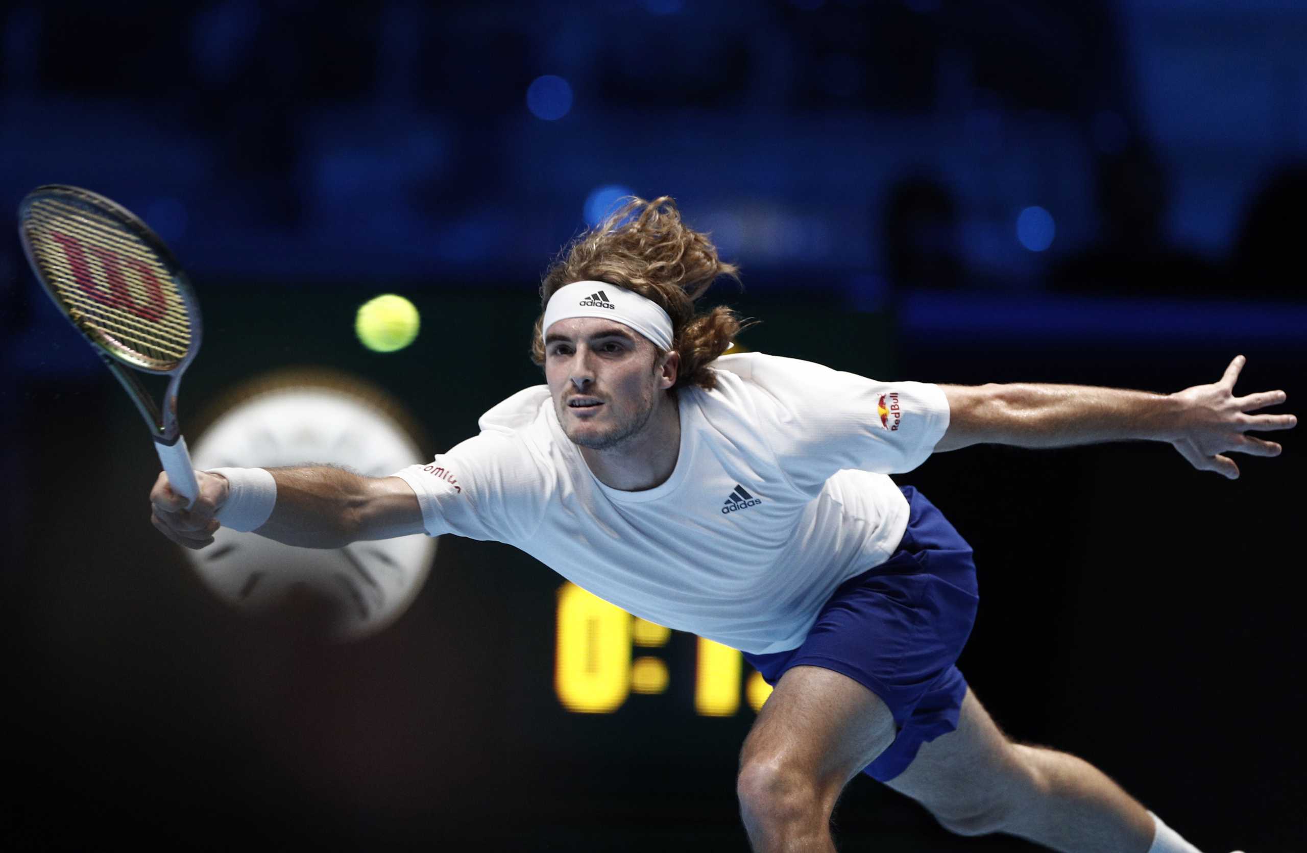 Tennis - ATP Finals - Pala Alpitour, Turin, Italy - November 15, 2021 Greece's Stefanos Tsitsipas in action during his group stage match against Russia's Andrey Rublev REUTERS