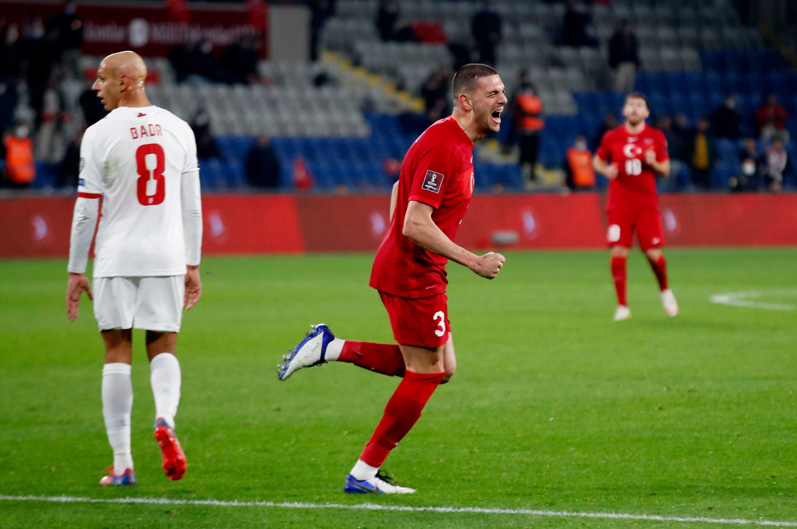 Soccer Football - World Cup - UEFA Qualifiers - Group G - Turkey v Gibraltar - Basaksehir Fatih Terim Stadium, Istanbul, Turkey - November 13, 2021 Turkey's Merih Demiral celebrates scoring their fourth goal REUTERS