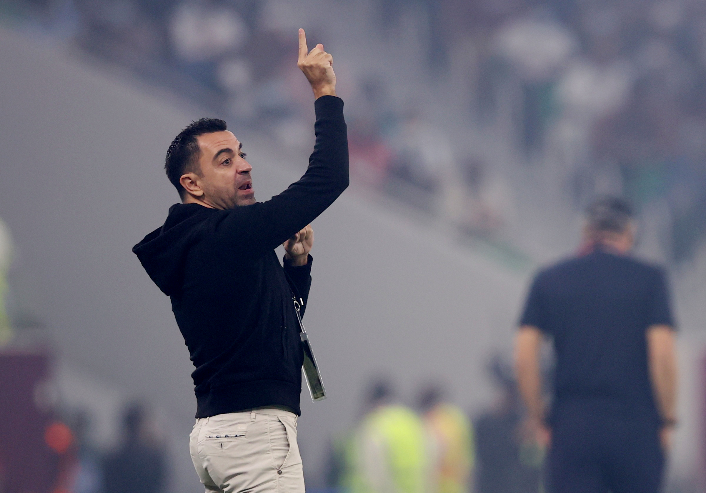 Soccer Football - Emir Cup - Final - Al Sadd v Al Rayyan - Al Thumama Stadium, Al Thumama, Qatar - October 22, 2021 Al Sadd's Xavi reacts REUTERS
