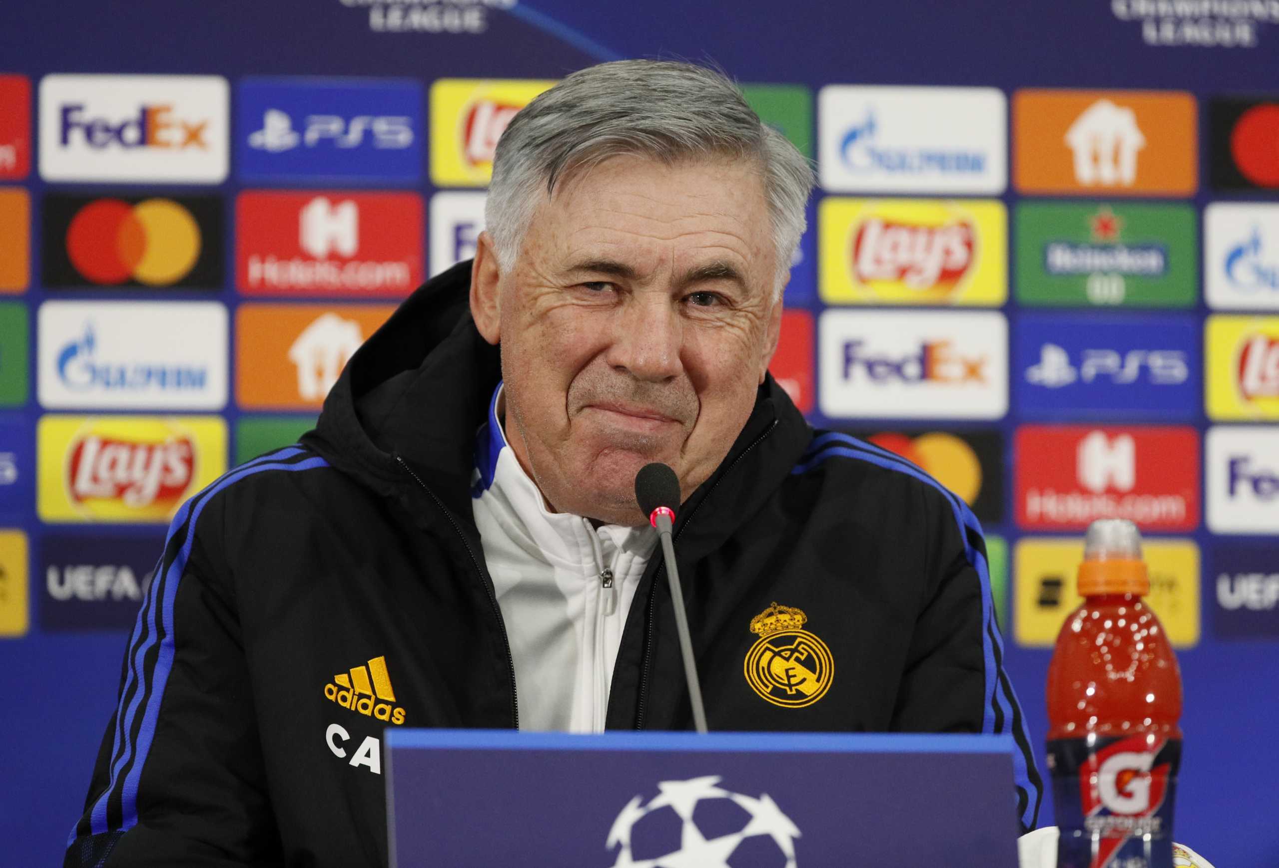 Soccer Football - Champions League - Real Madrid Press Conference - Bolshaya Sportivnaya Arena, Tiraspol, Moldova - November 23, 2021 Real Madrid coach Carlo Ancelotti during the press conference REUTERS