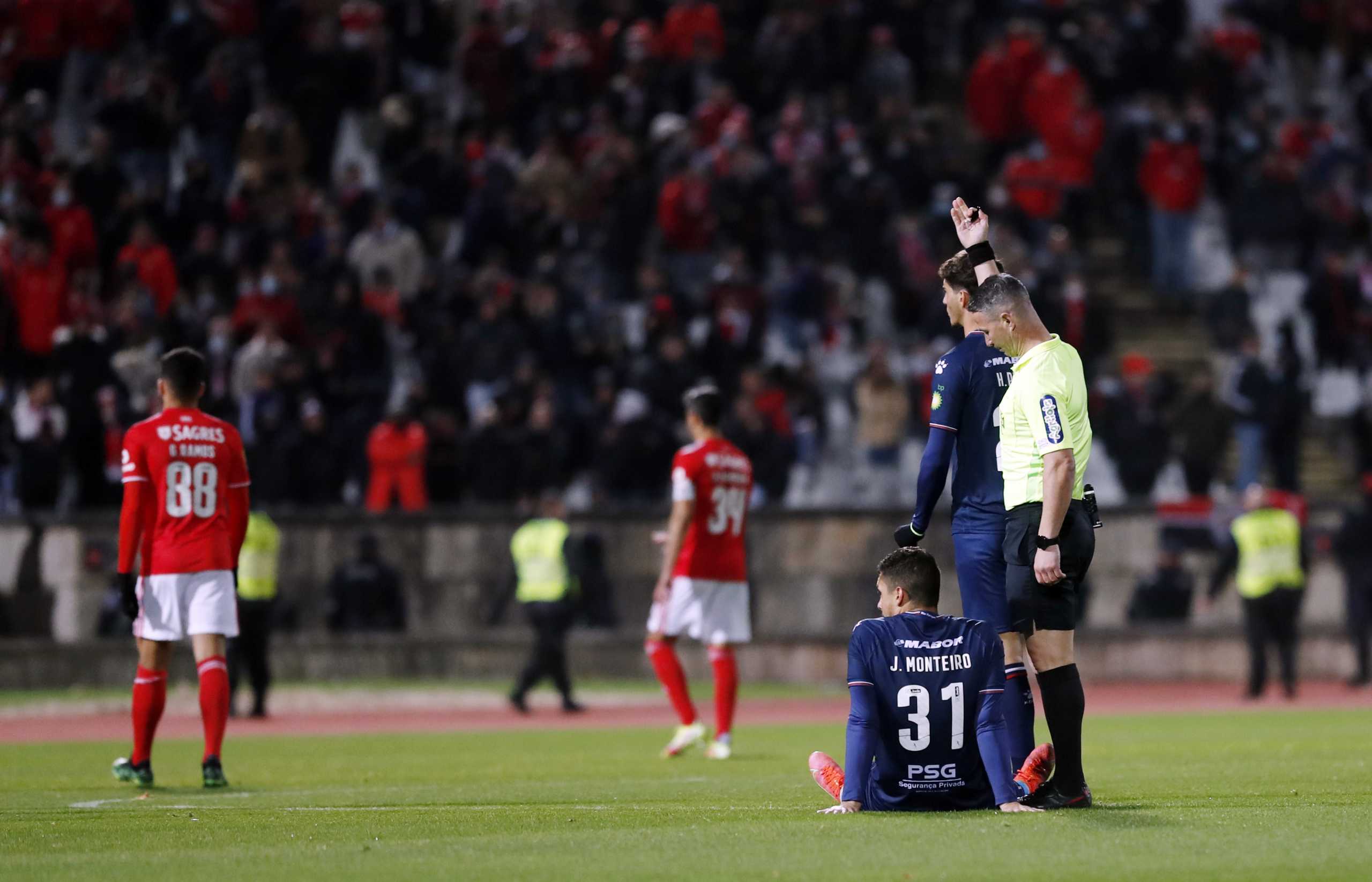 Soccer Football - Primeira Liga - Belenenses v Benfica - Estadio Nacional, Oeiras, Portugal - November 27, 2021 Referee Manuel Mota before he called the match off early after Belenenses started with 9 players due to a COVID-19 outbreak in the club REUTERS