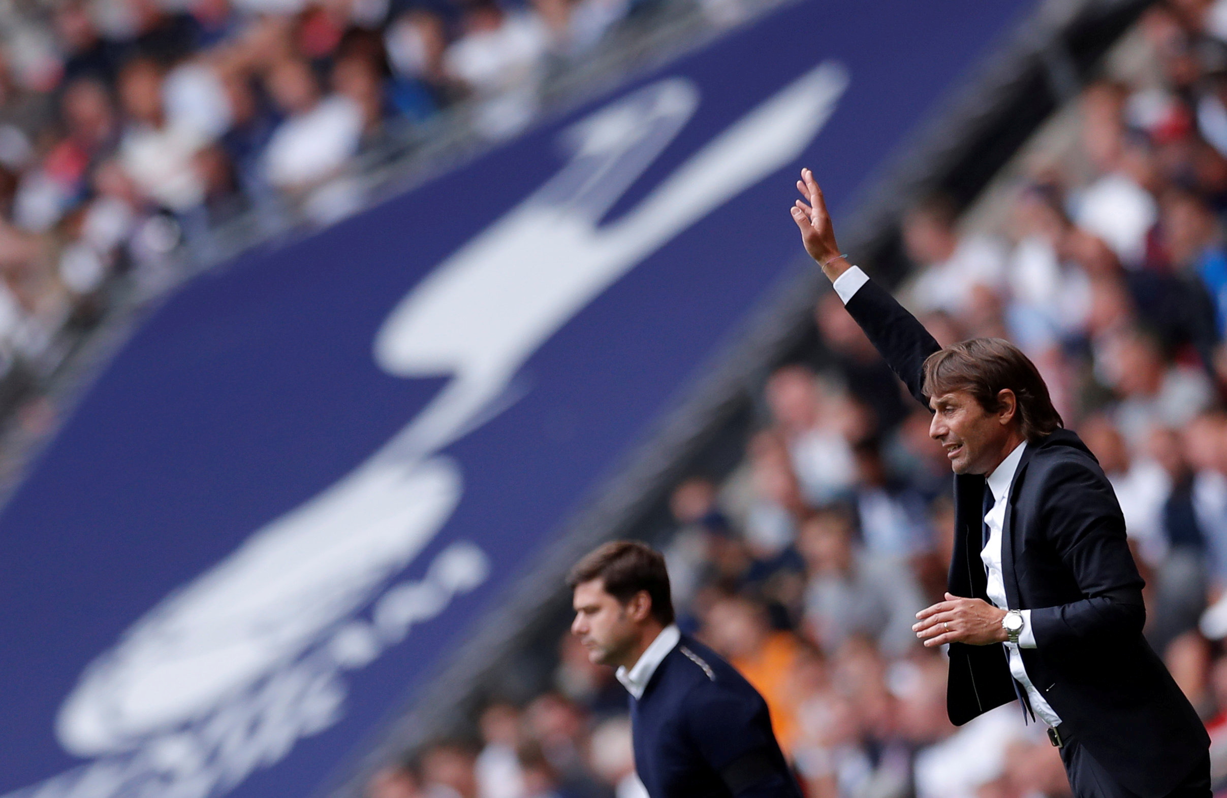 FILE PHOTO: Football Soccer - Premier League - Tottenham Hotspur vs Chelsea - London, Britain - August 20, 2017   Chelsea manager Antonio Conte and Tottenham manager Mauricio Pochettino    Action Images via Reuters