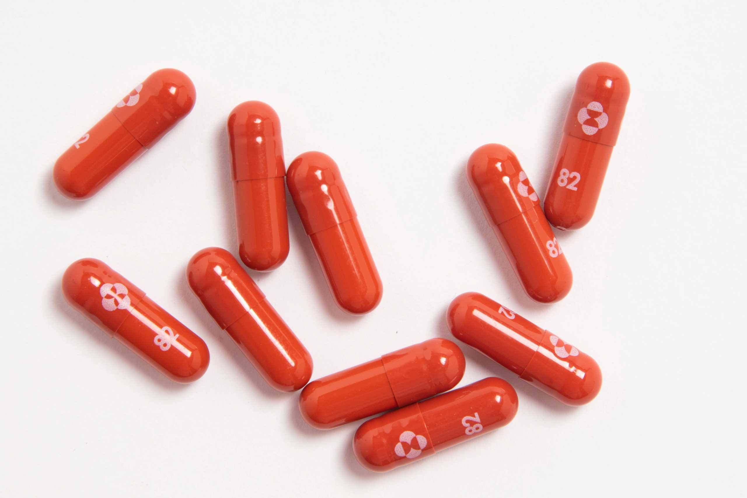 An experimental COVID-19 treatment pill, called molnupiravir and being developed by Merck & Co Inc and Ridgeback Biotherapeutics LP, is seen in this undated handout photo released by Merck & Co Inc and obtained by Reuters on October 26, 2021. Merck & Co Inc