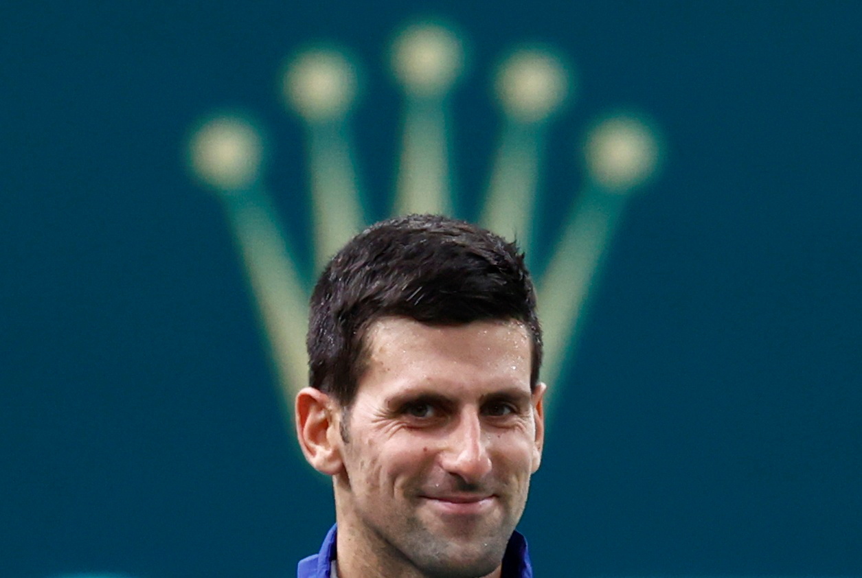 Tennis - ATP Masters 1000 - Paris Masters - Accor Arena, Paris, France - November 6, 2021 Serbia's Novak Djokovic celebrates after winning his semi-final match against Poland's Hubert Hurkacz REUTERS