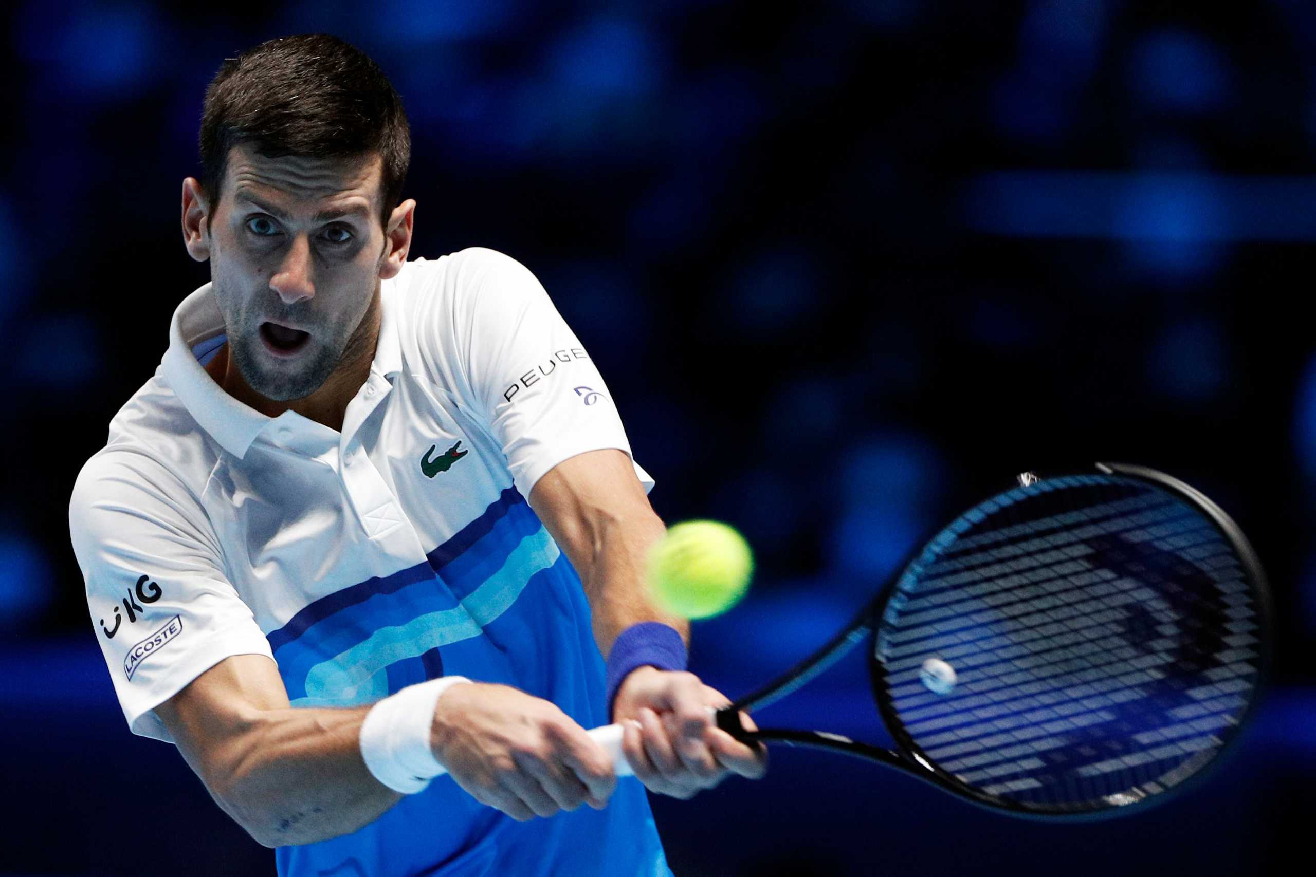 Tennis - ATP Finals - Pala Alpitour, Turin, Italy - November 15, 2021 Serbia's Novak Djokovic in action during his group stage match against Norway's Casper Ruud REUTERS
