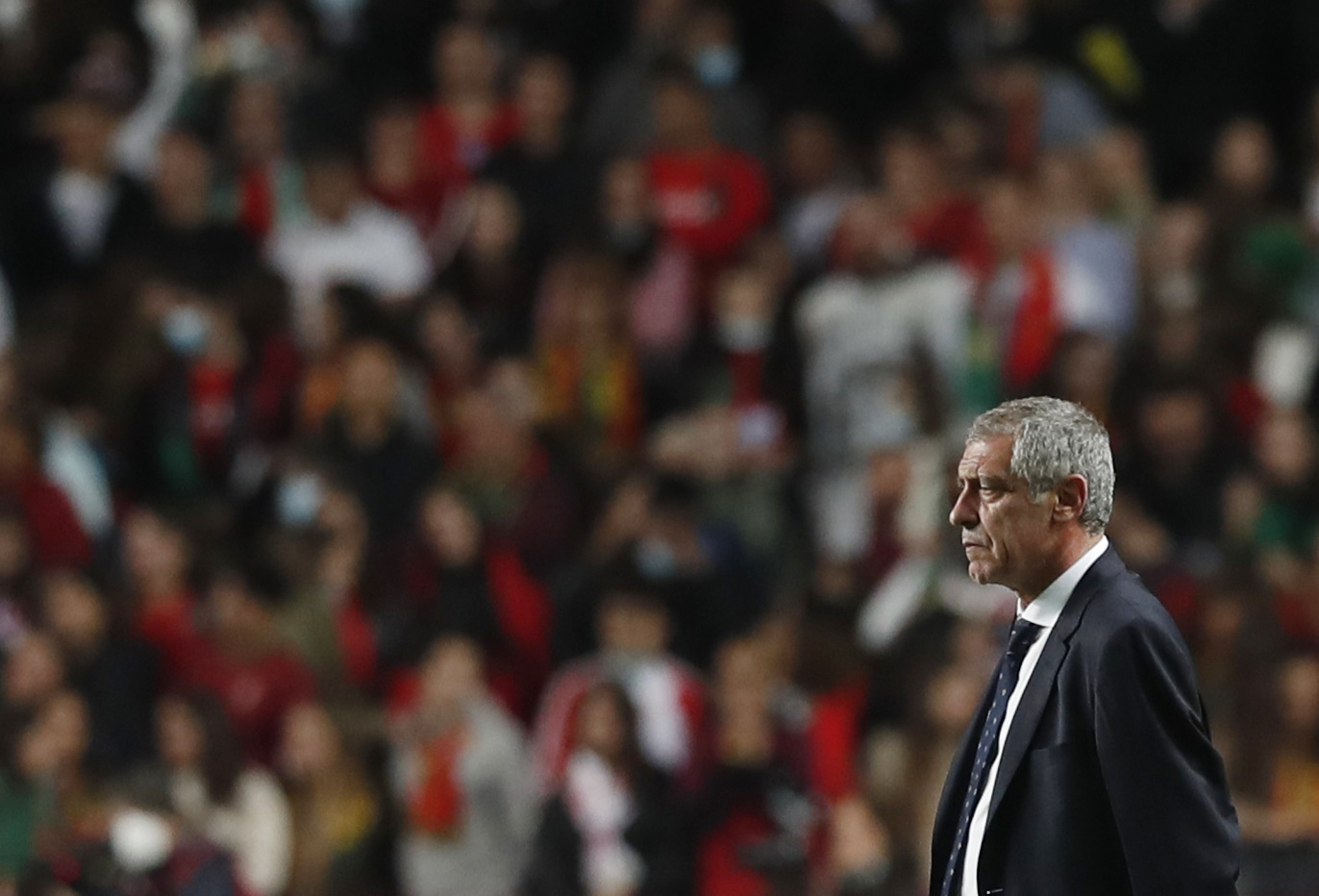 Soccer Football - World Cup - UEFA Qualifiers - Group A - Portugal v Serbia - Estadio da Luz, Lisbon, Portugal - November 14, 2021 Portugal coach Fernando Santos reacts after the match REUTERS