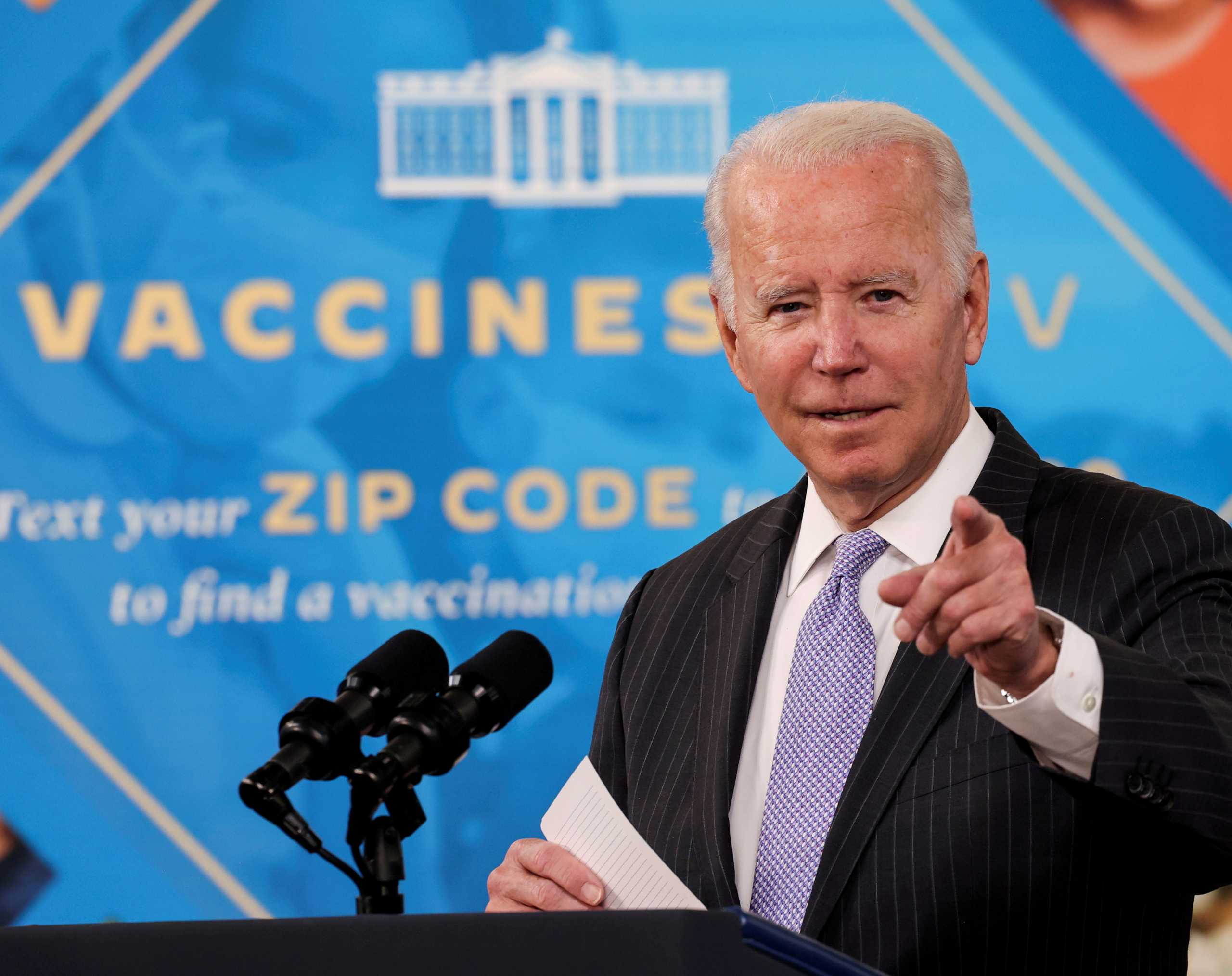 FILE PHOTO: U.S. President Joe Biden delivers remarks on the authorization of the coronavirus disease (COVID-19) vaccine for kids ages 5 to 11, during a speech in the Eisenhower Executive Office Building’s South Court Auditorium at the White House in Washington, U.S., November 3, 2021. REUTERS