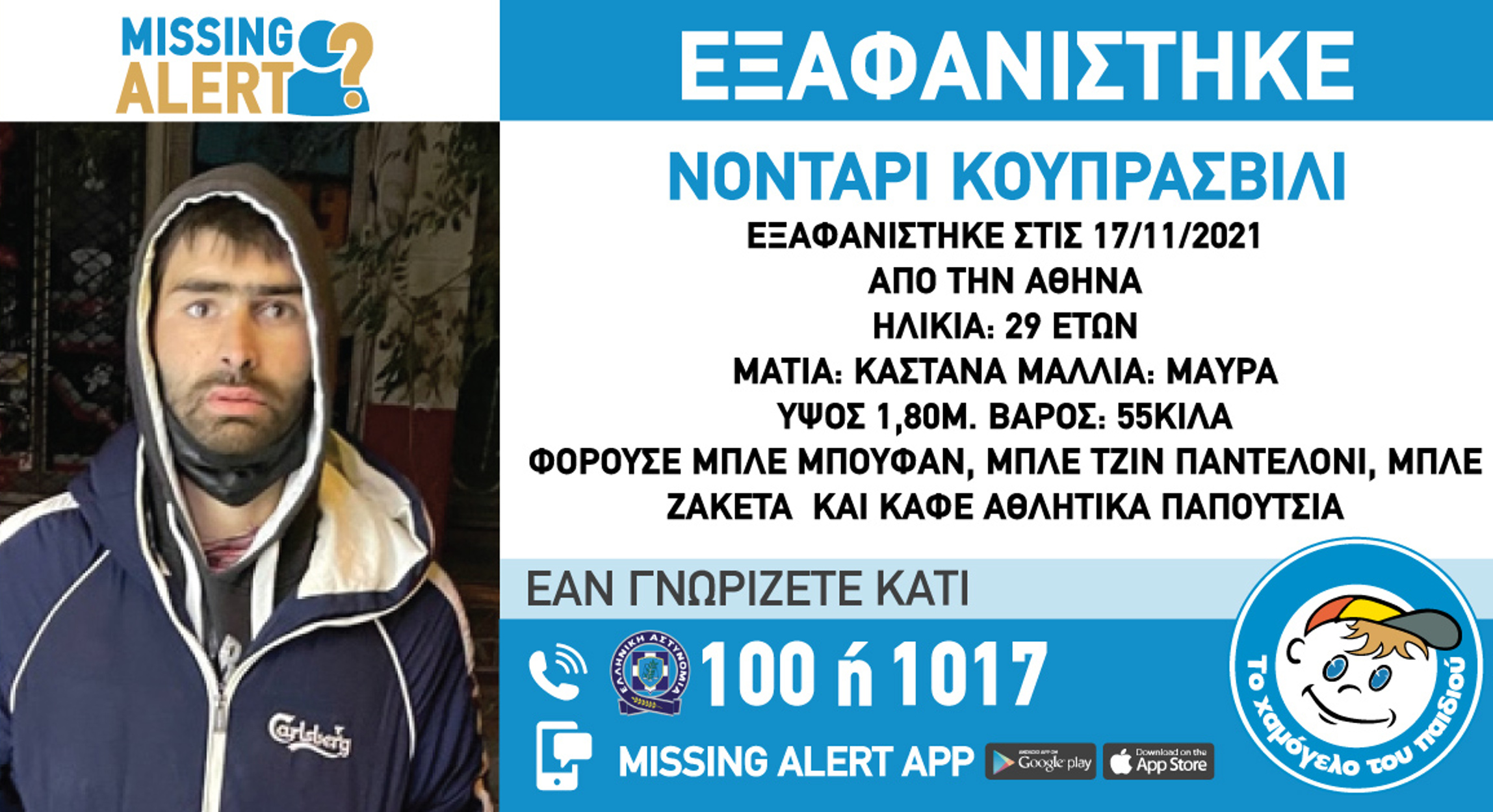 Missing Alert: Συναγερμός για την εξαφάνιση 29χρονου στην Αθήνα από τις 17 Νοέμβρη
