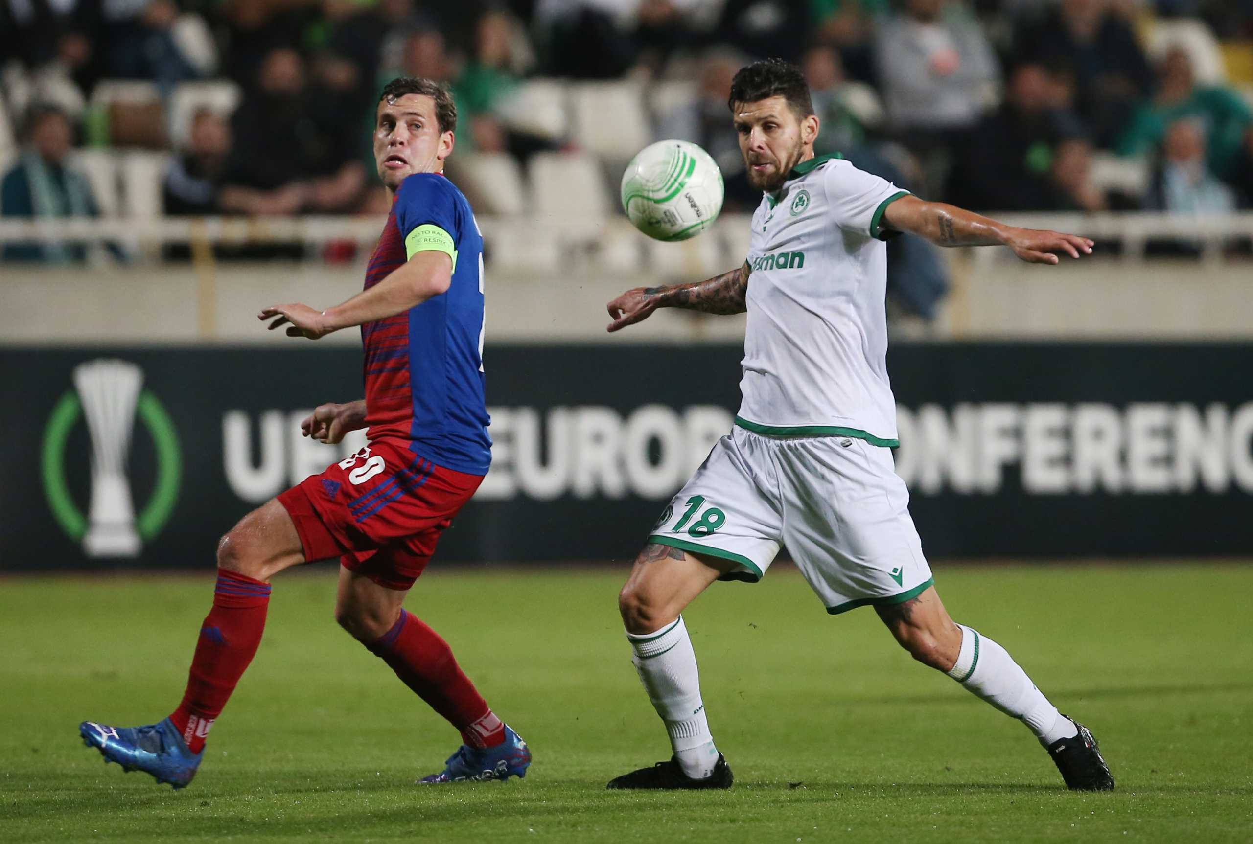 Soccer Football - Europa Conference League - Group H - Omonia v Basel - GSP Stadium, Strovolos, Cyprus - November 4, 2021  Omonia's Michal Duris in action with Basel's Fabian Frei REUTERS