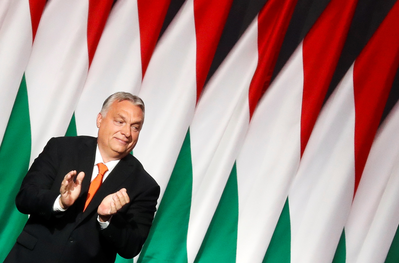 Hungarian Prime Minister Viktor Orban gestures during the Fidesz party congress in Budapest, Hungary, November 14, 2021. REUTERS