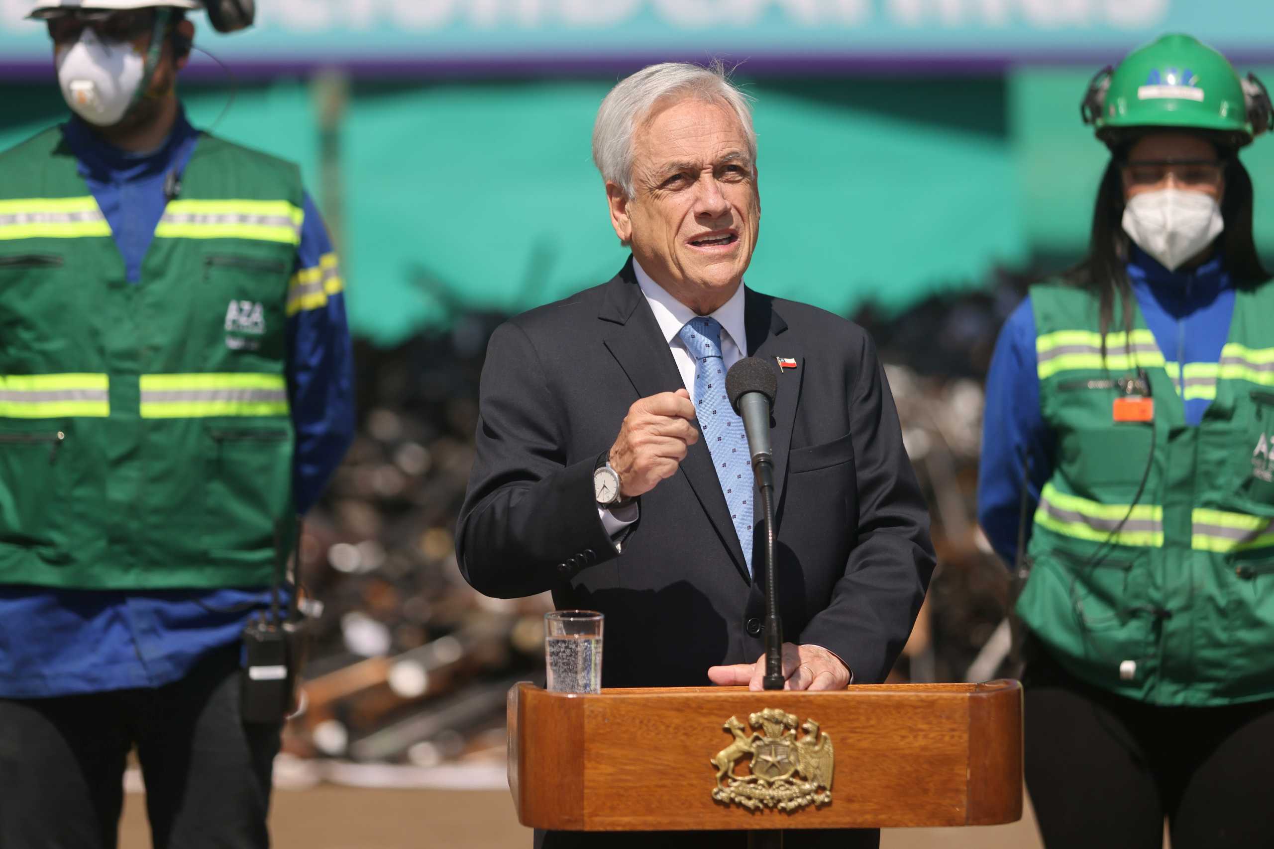 Chilean President Sebastian Pinera delivers a speech during an official ceremony in Santiago, Chile, November 11, 2021. REUTERS