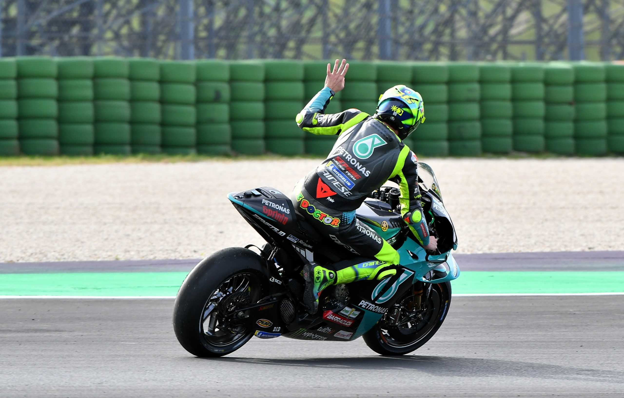 MotoGP - Emilia Romagna Grand Prix - Misano World Circuit Marco Simoncelli, Misano, Italy - October 24, 2021 Petronas Yamaha SRT's Valentino Rossi reacts after the race REUTERS