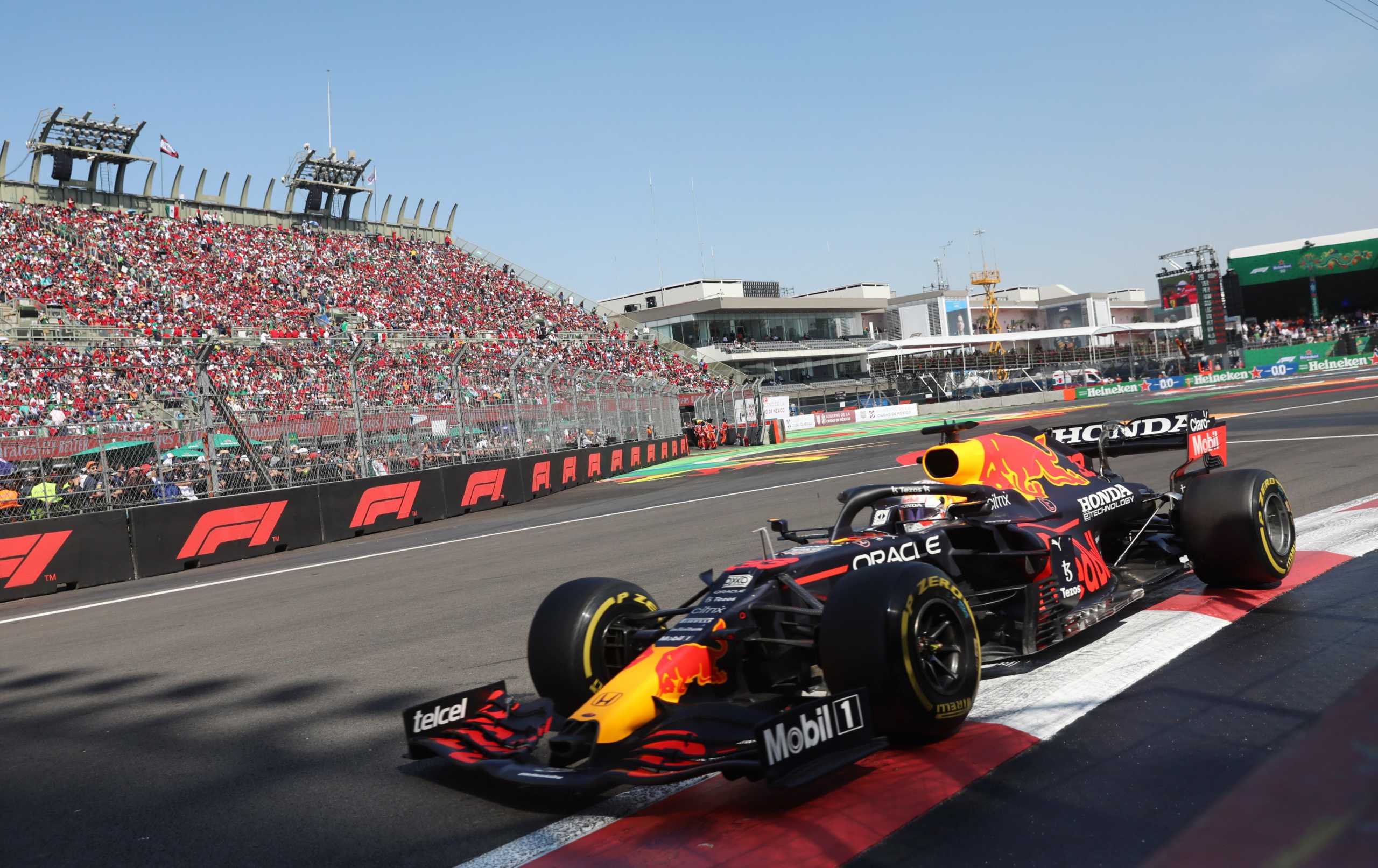 Formula One F1 - Mexico City Grand Prix - Autodromo Hermanos Rodriguez, Mexico City, Mexico - November 7, 2021 Red Bull's Max Verstappen in action during the race REUTERS