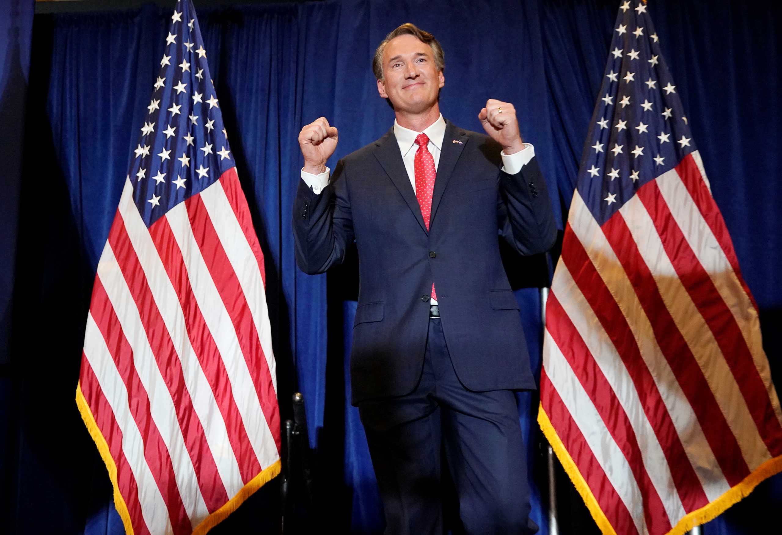 Virginia Republican gubernatorial nominee Glenn Youngkin speaks during his election night party at a hotel in Chantilly, Virginia, U.S., November 3, 2021. REUTERS