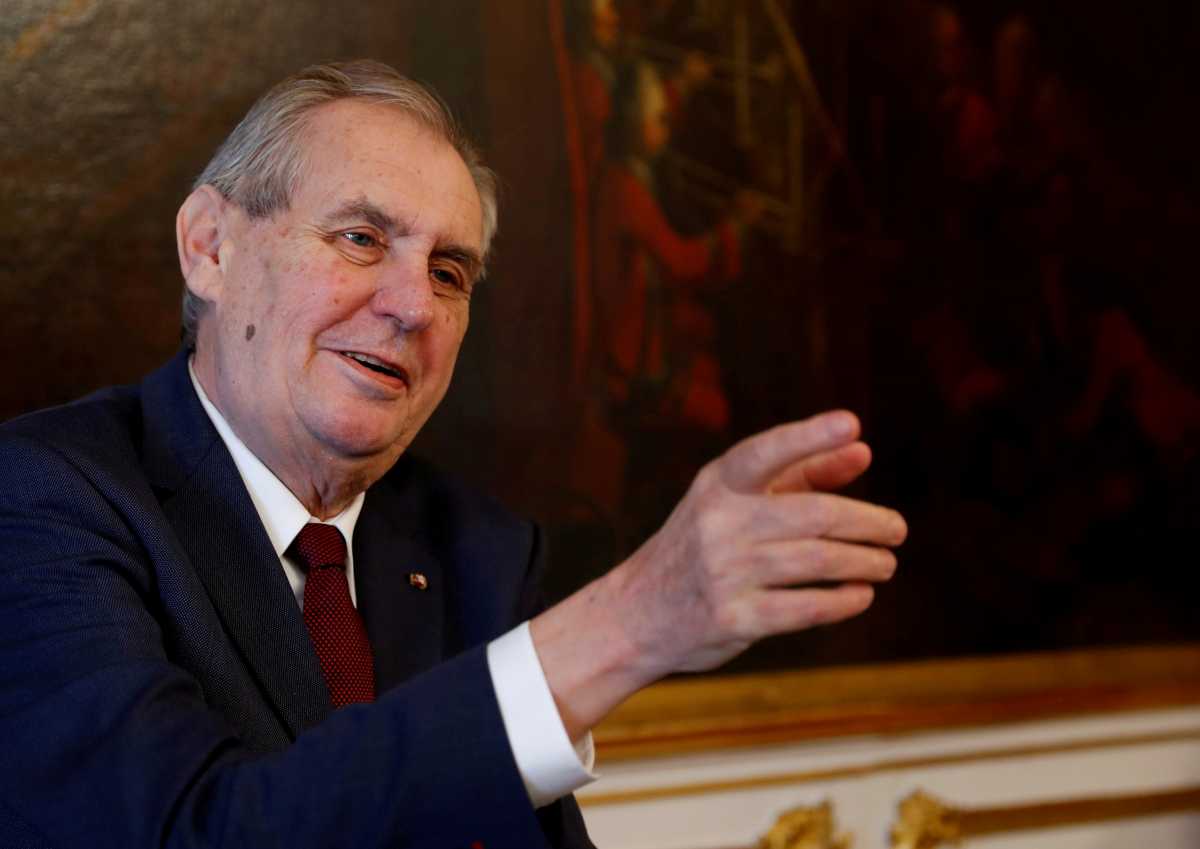 FILE PHOTO: Czech President Milos Zeman gestures in Vienna, Austria April 3, 2019. REUTERS