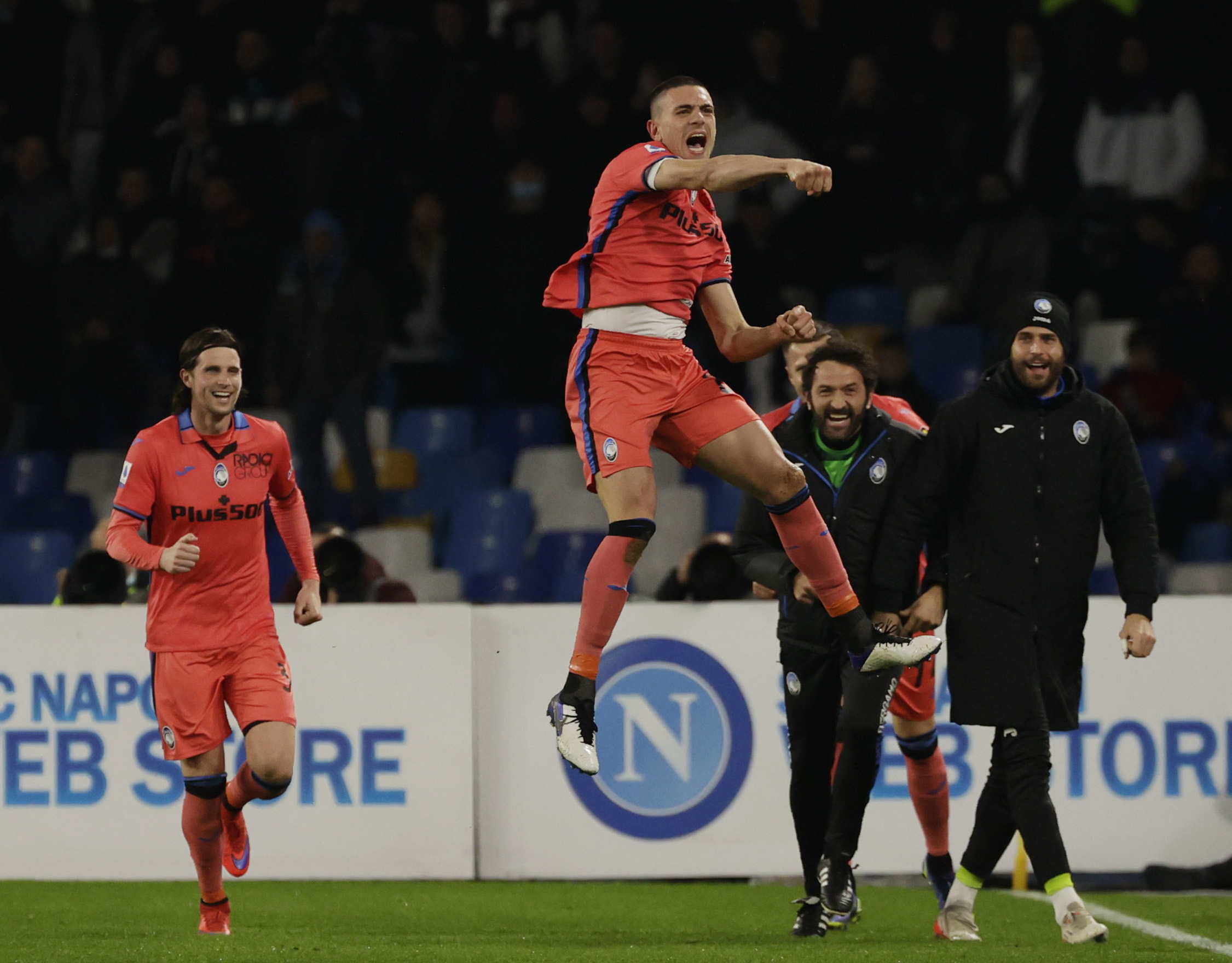 Soccer Football - Serie A - Napoli v Atalanta - Stadio Diego Armando Maradona, Naples, Italy - December 4, 2021 Atalanta's Merih Demiral celebrates scoring their second goal REUTERS