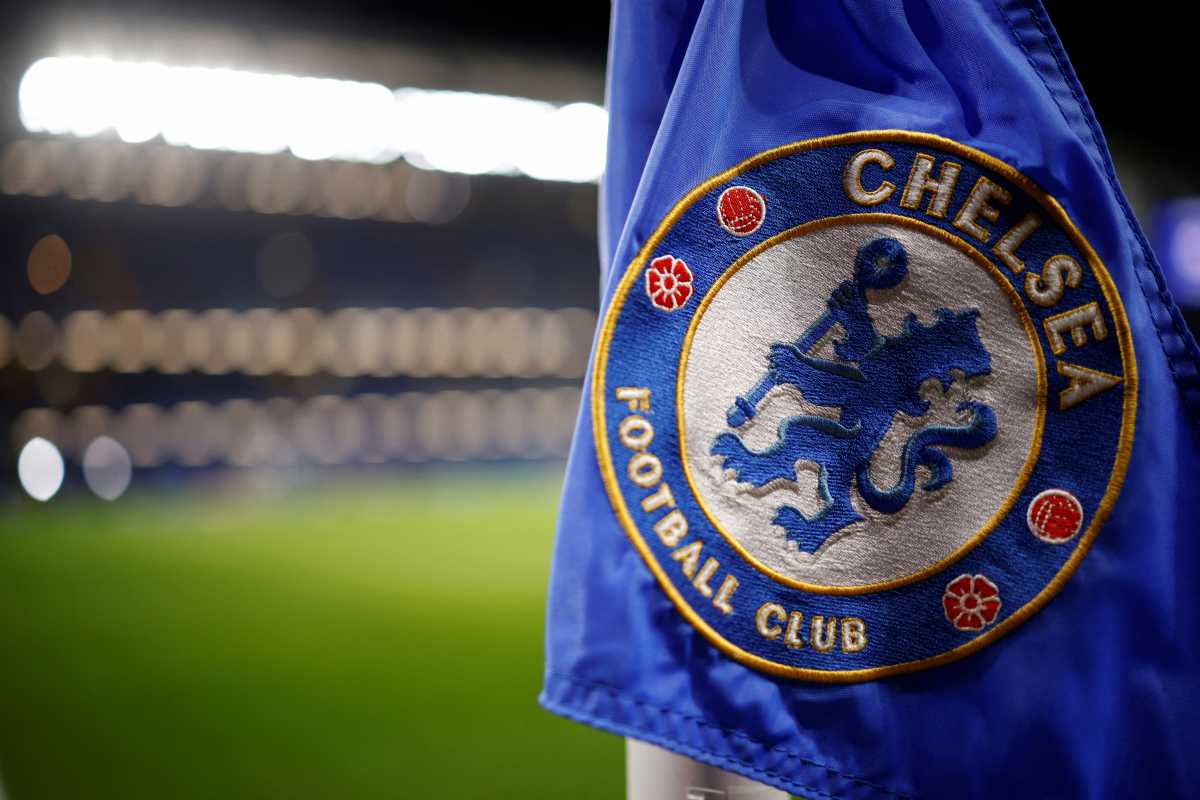 FILE PHOTO: Soccer Football - Premier League - Chelsea v Brighton & Hove Albion - Stamford Bridge, London, Britain - December 29, 2021 General view of the Chelsea flag before the match Action Images via Reuters