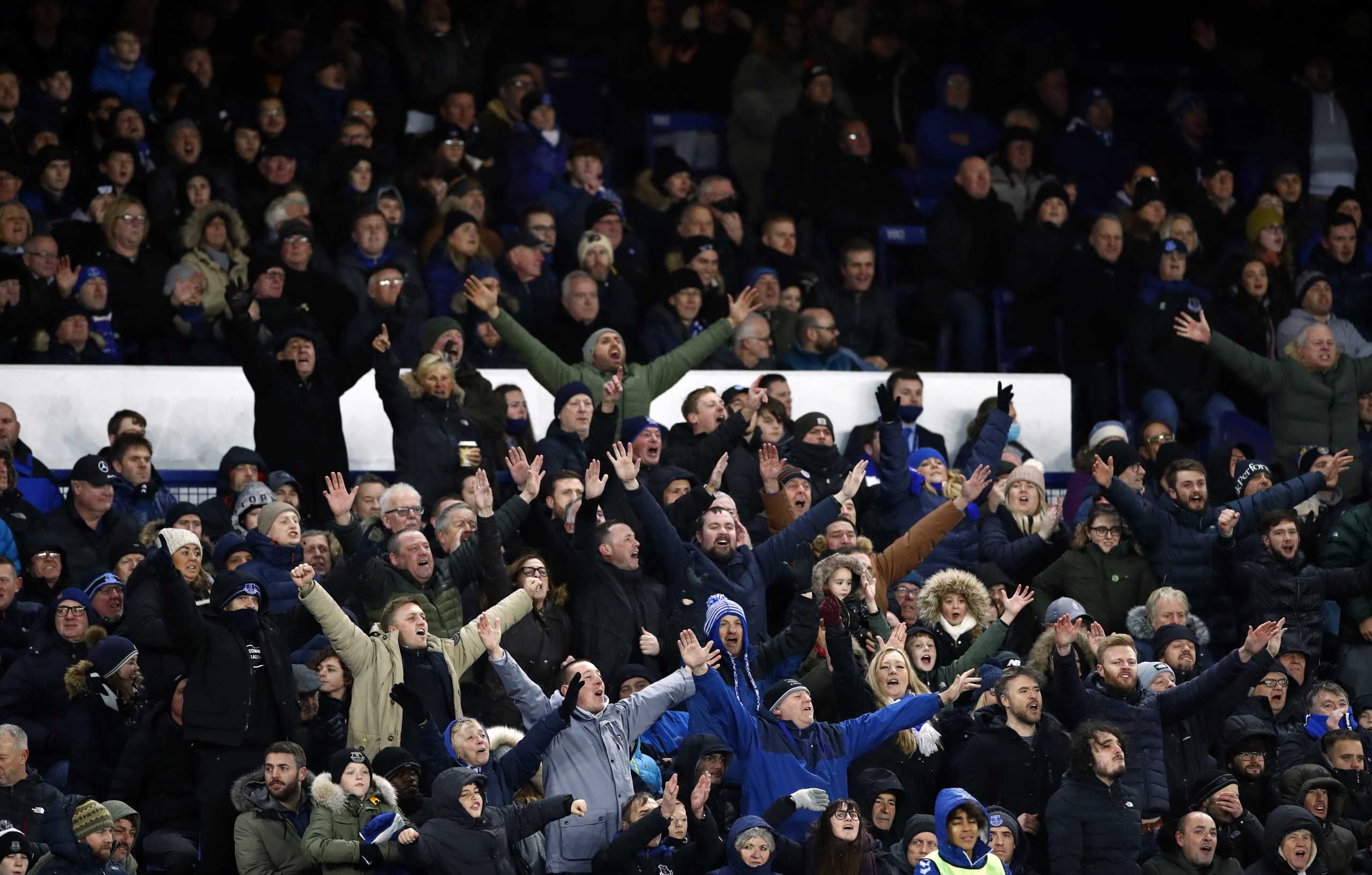 Soccer Football - Premier League - Everton v Arsenal - Goodison Park, Liverpool, Britain - December 6, 2021  Everton fans inside the stadium during the match Action Images via Reuters