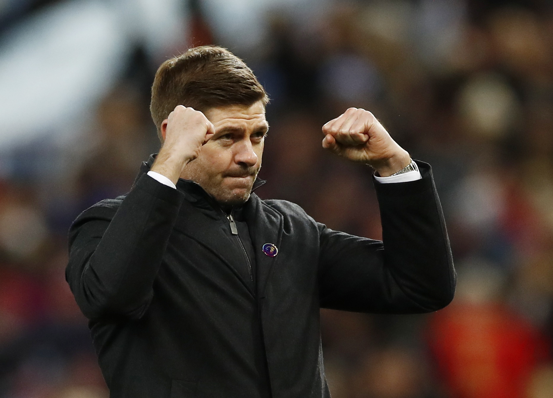 Soccer Football - Premier League - Aston Villa v Leicester City - Villa Park, Birmingham, Britain - December 5, 2021 Aston Villa manager Steven Gerrard celebrates after the match Action Images via Reuters