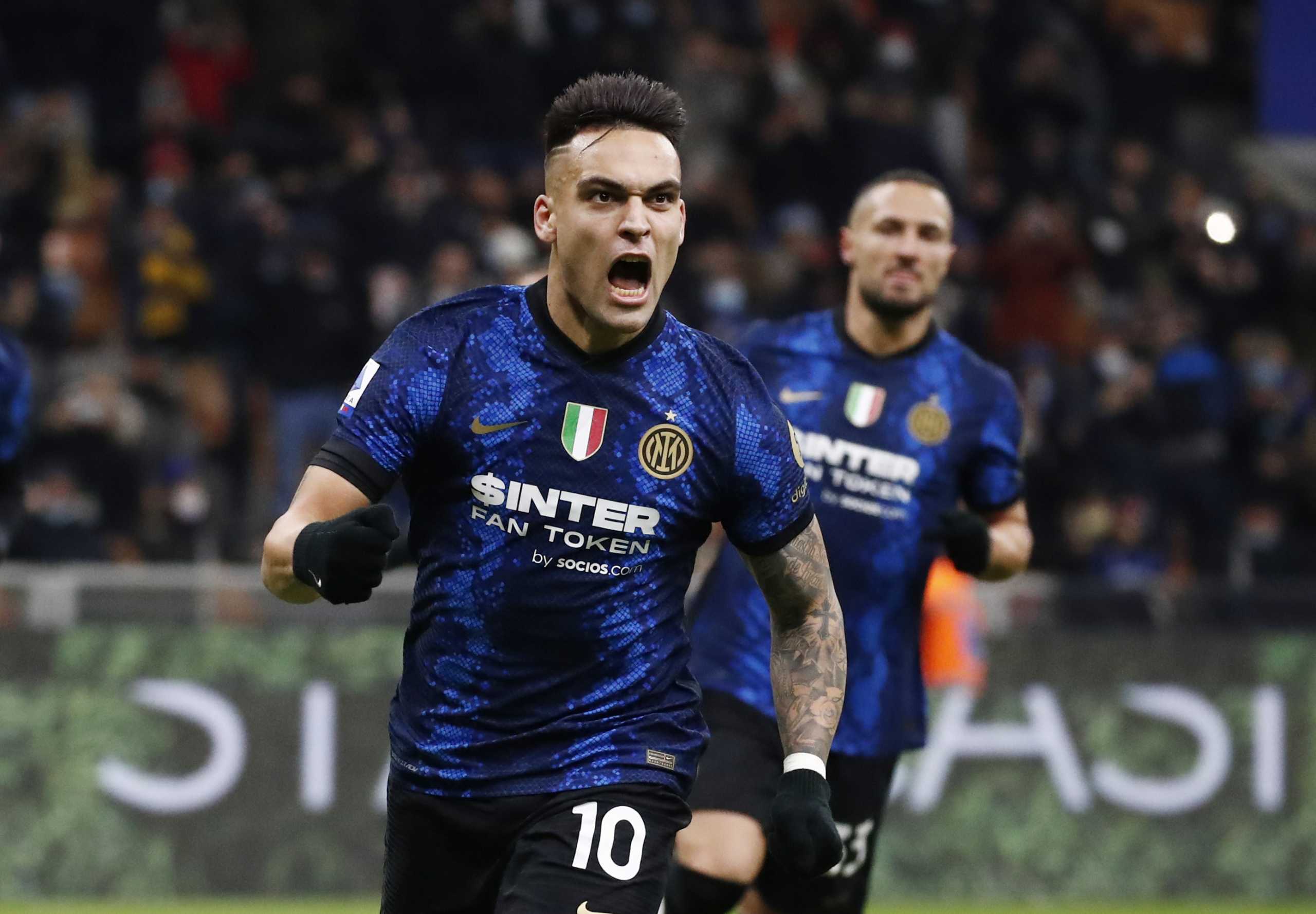 Soccer Football - Serie A - Inter Milan v Spezia - San Siro, Milan, Italy - December 1, 2021  Inter Milan's Lautaro Martinez celebrates scoring their second goal REUTERS