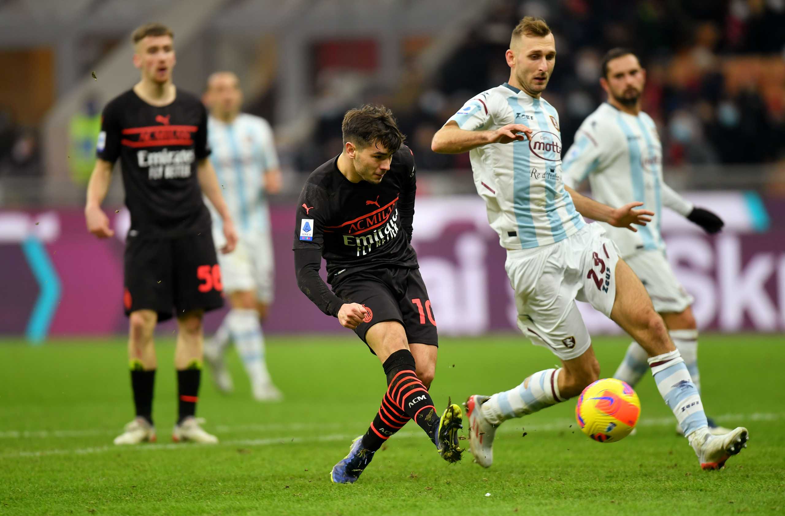 Soccer Football - Serie A - AC Milan v Salernitana - San Siro, Milan, Italy - December 4, 2021 AC Milan's Brahim Diaz shoots at goal REUTERS