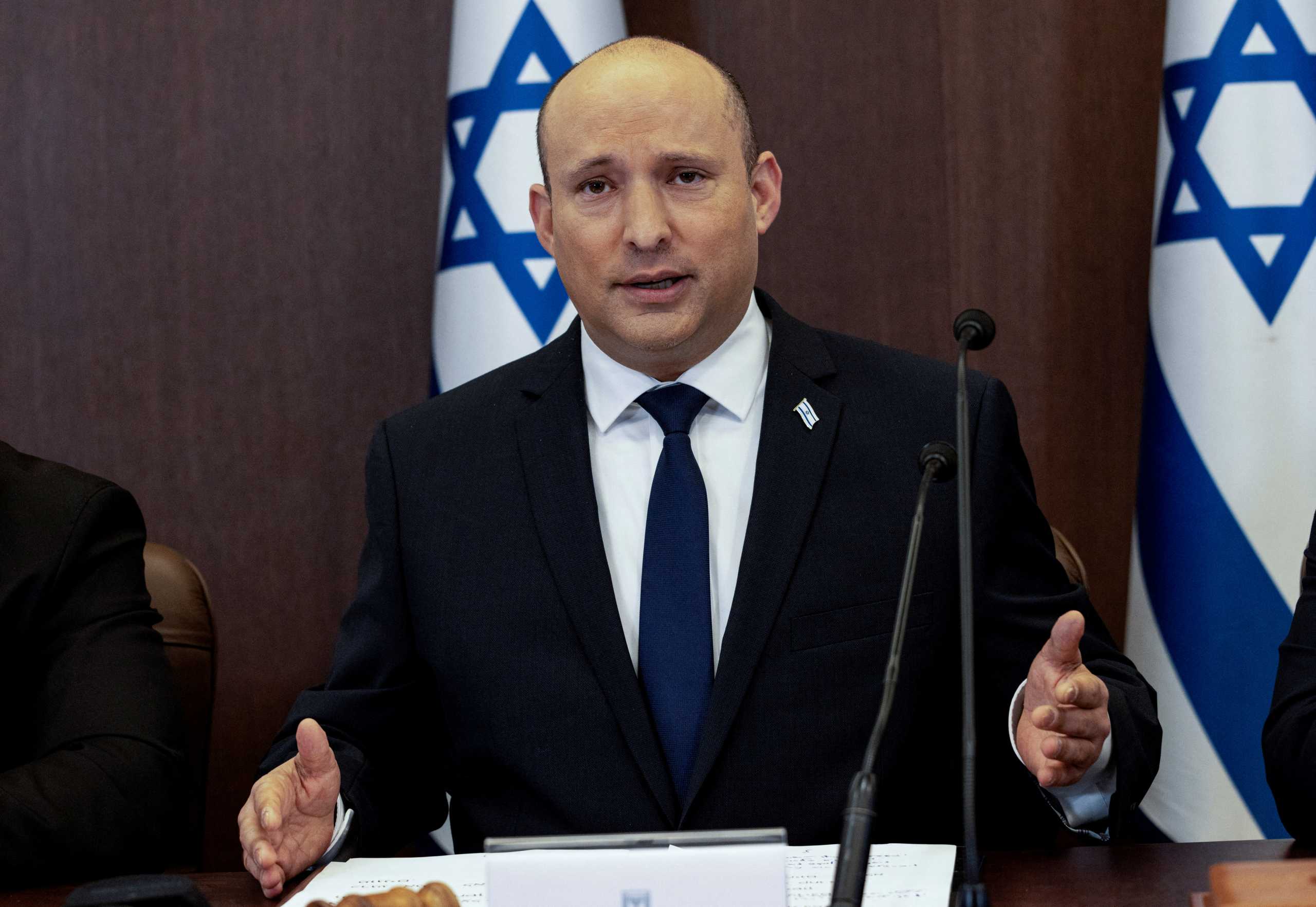 Israeli Prime Minister Naftali Bennett chairs the weekly cabinet meeting in Jerusalem, Israel December 12, 2021. Tsafrir Abayov