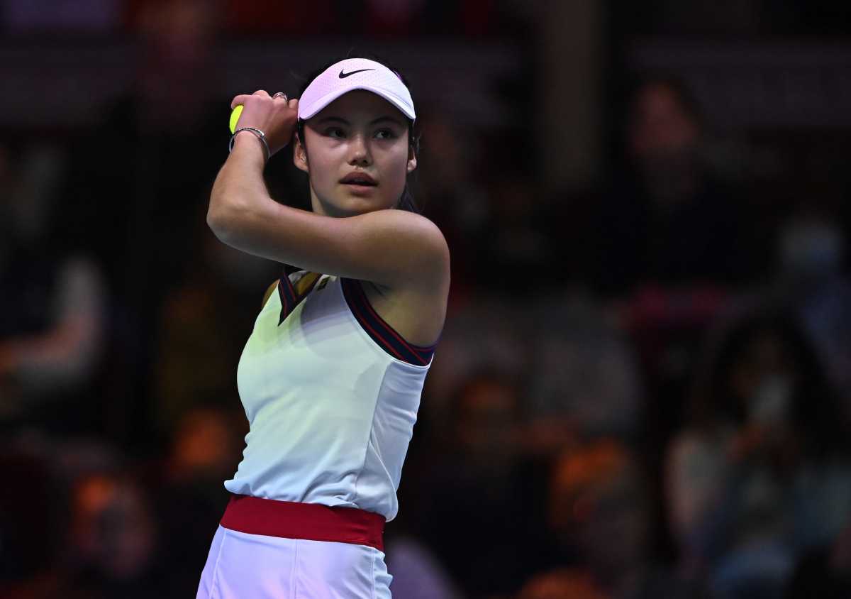 Tennis - Champions Tennis - The Royal Albert Hall, London, Britain - November 28, 2021 Britain's Emma Raducanu during her match against Romania's Elena-Gabriela Ruse REUTERS