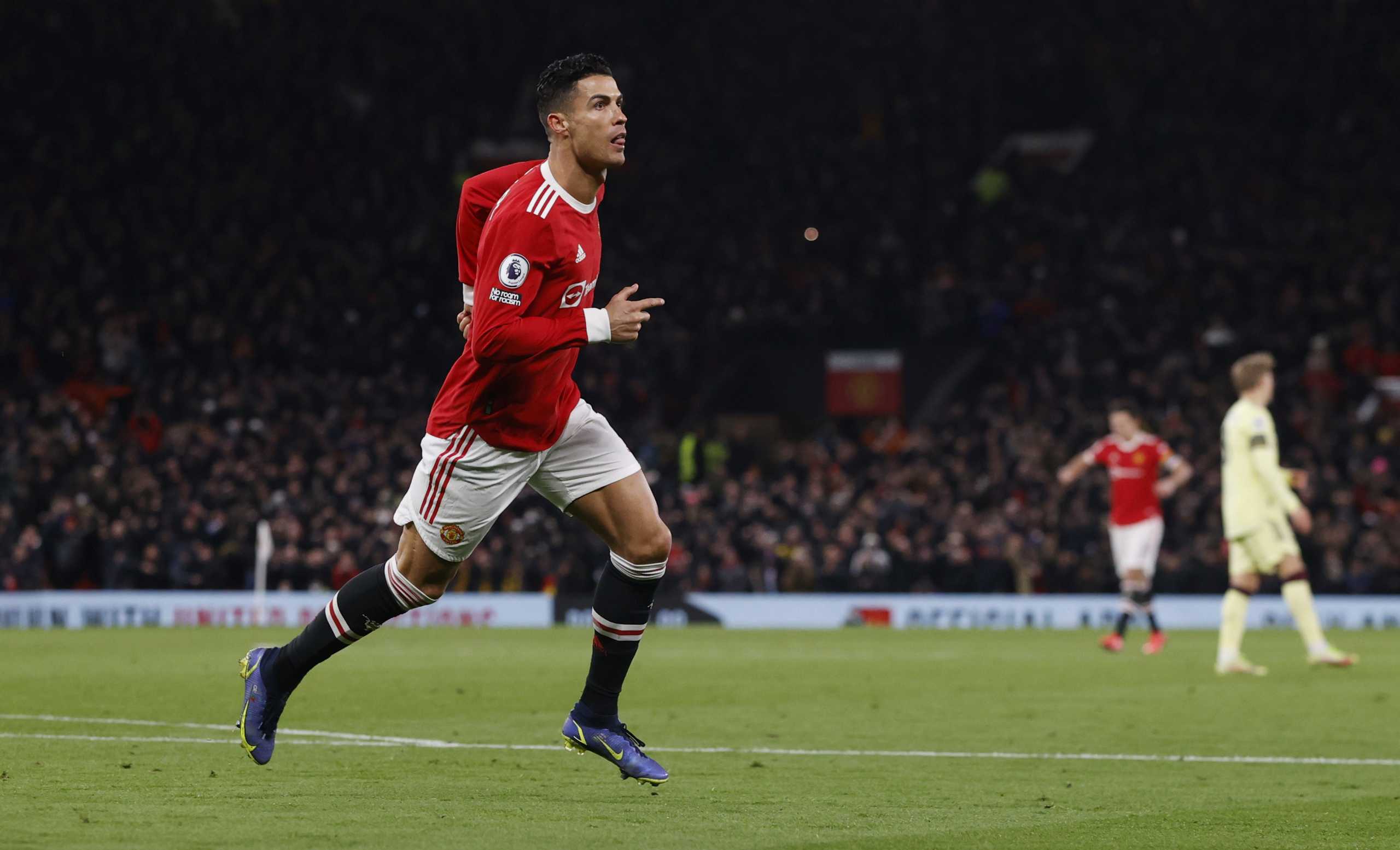 Soccer Football - Premier League - Manchester United v Arsenal - Old Trafford, Manchester, Britain - December 2, 2021 Manchester United's Cristiano Ronaldo celebrates scoring their second goal REUTERS
